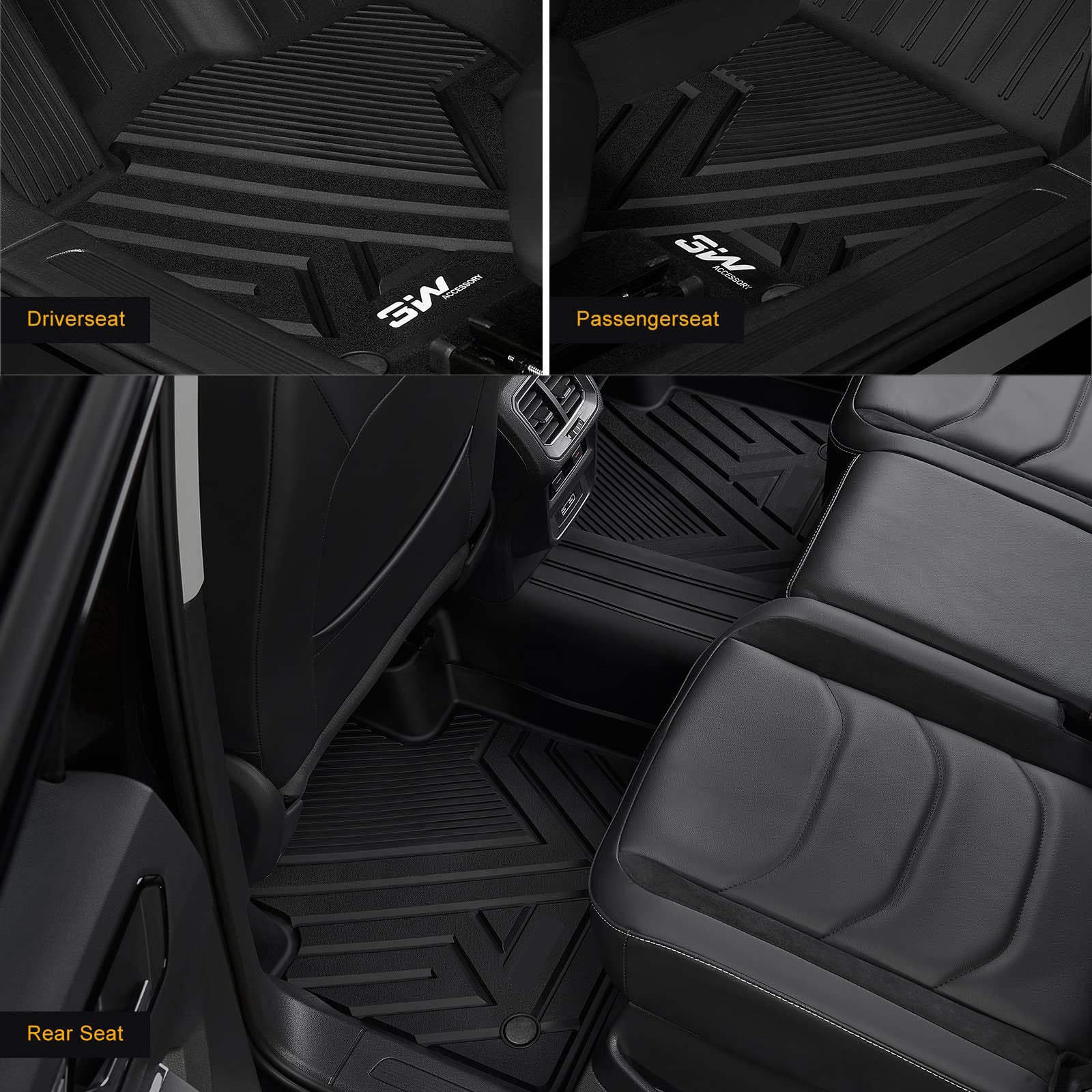 3W Volkswagen Tiguan 5 Seat Only 2018-2024 Custom Floor Mats TPE Material & All-Weather Protection Vehicles & Parts 3Wliners   
