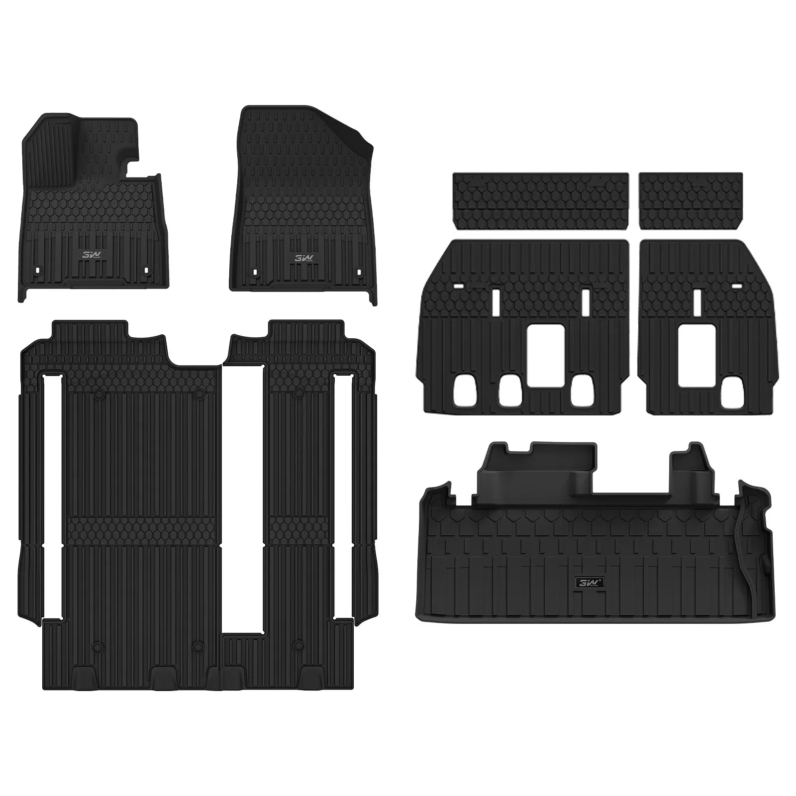 3W Toyota Sienna 8 Seat 2021-2026 Custom Floor Mats Trunk Mat Thorex™ All-Weather Protection - 3Wliners