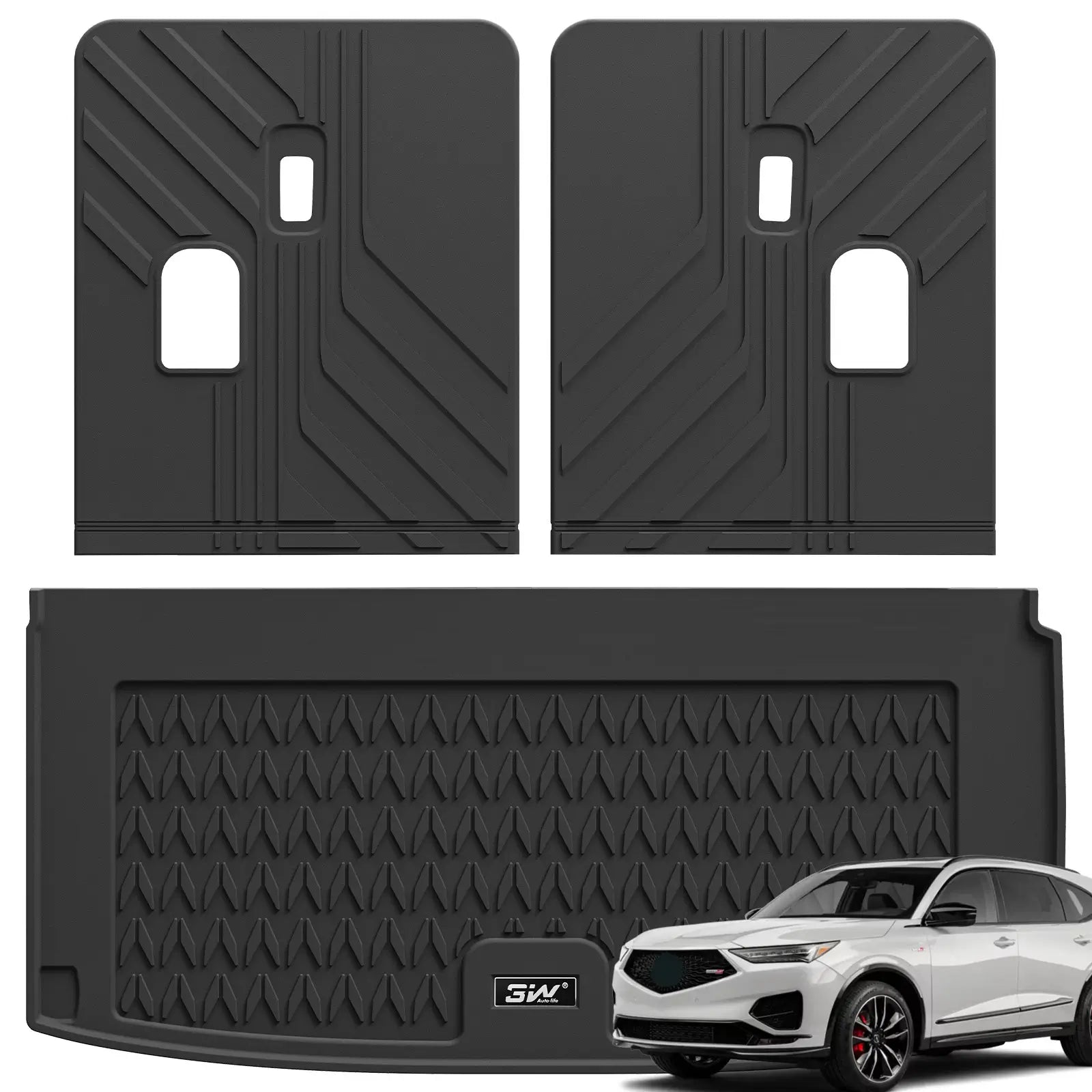 3W Acura MDX 2022-2025 Custom Floor Mats Backrest Mat Cargo Liner Thorex™ All-Weather Protection