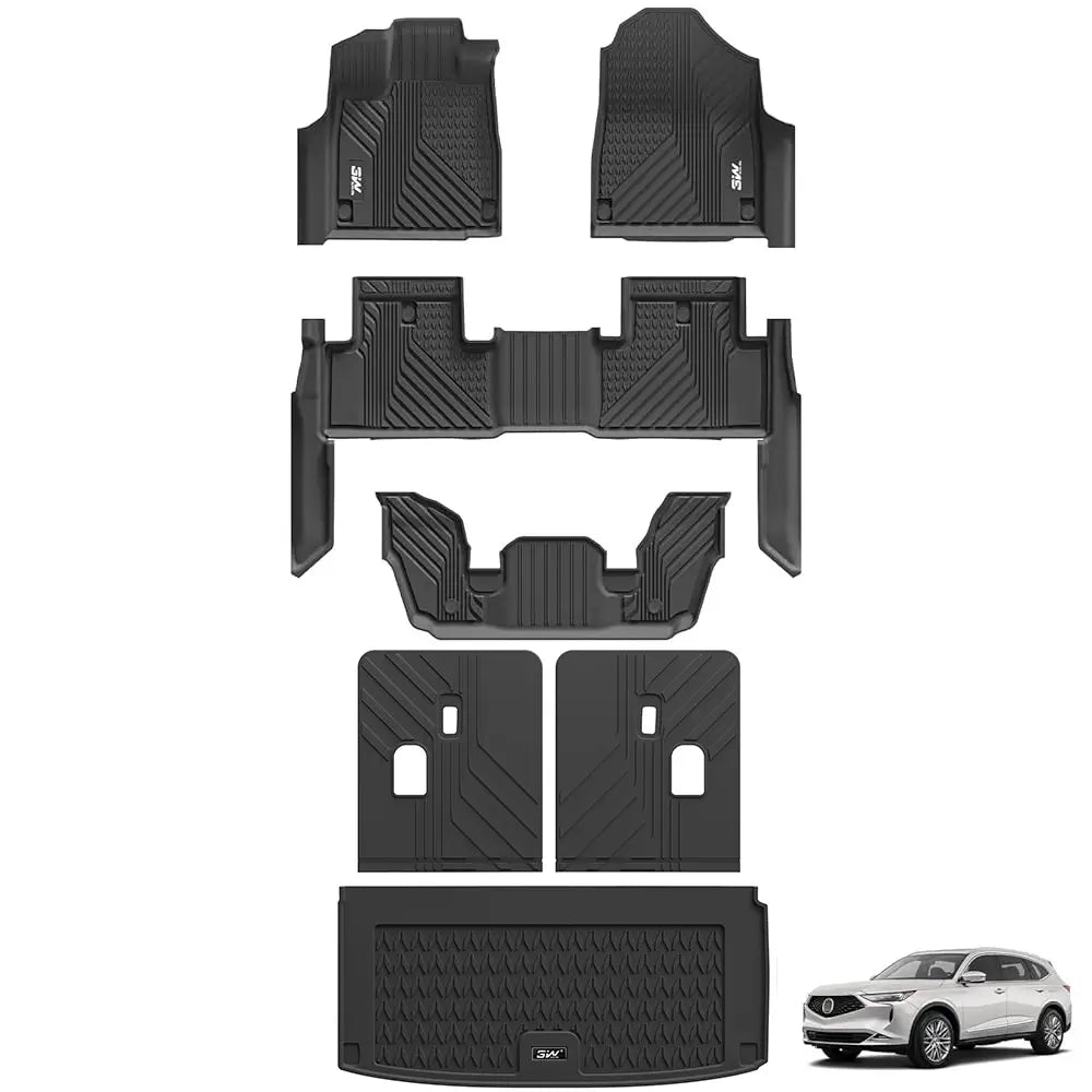 3W Acura MDX 2022-2025 Custom Floor Mats Backrest Mat Cargo Liner Thorex™ All-Weather Protection