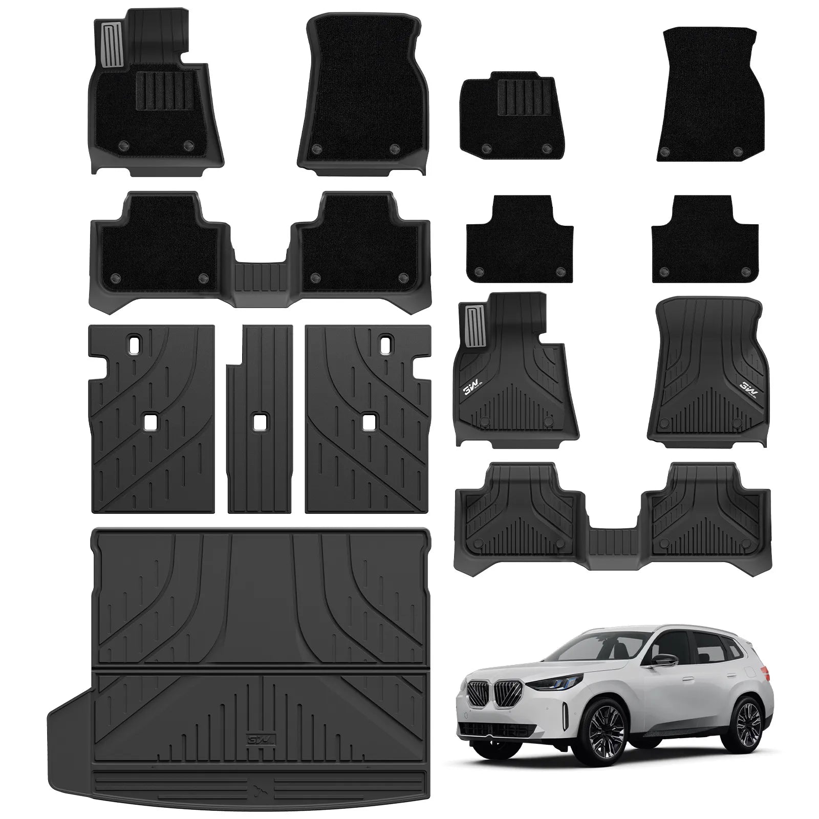 3W BMW X3 2025-2026 Floor Mats & Cargo Liner Full Set Thorex™ All-Weather Protection - 3Wliners