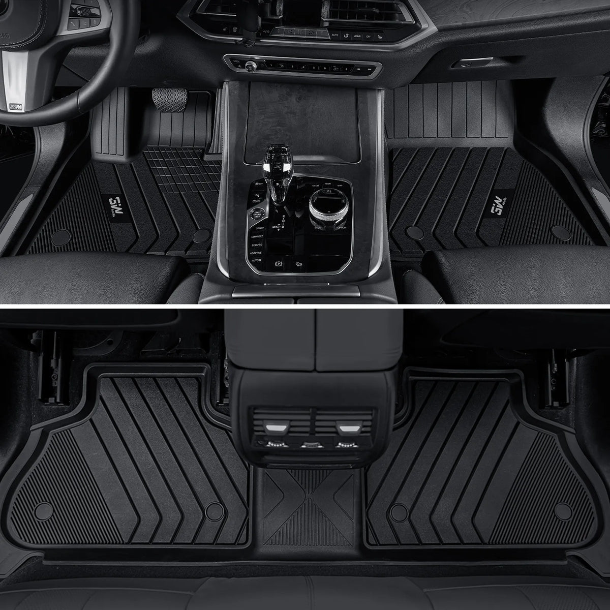 3W BMW X5 2019-2026 Custom Floor Mats / Trunk Mat TPE Material & All-Weather Protection Vehicles & Parts 3Wliners 2019-2025 X5 2019-2025 1st&2nd Row Mats Car Accessories Black