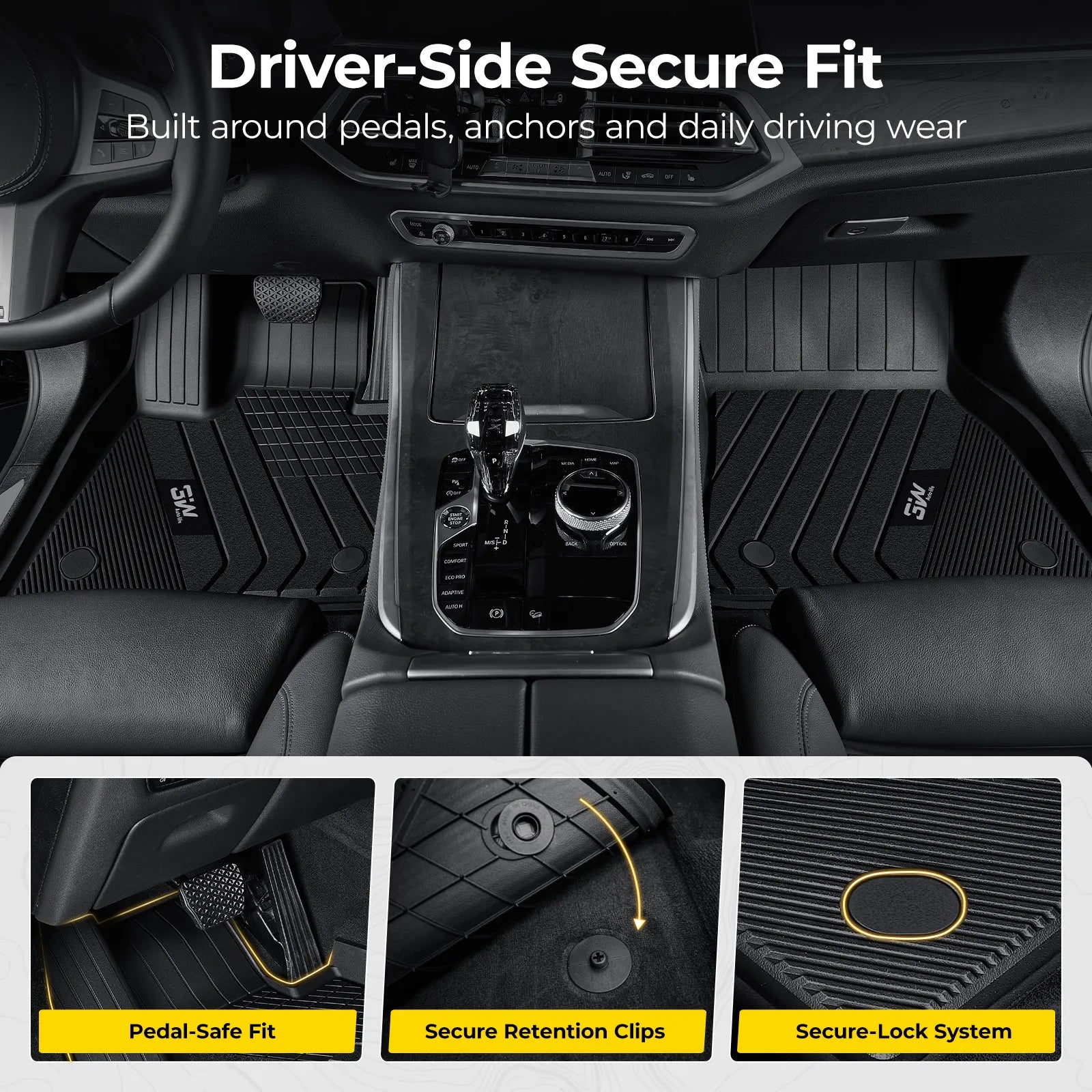 3W BMW X5 2019-2026 Custom Floor Mats / Trunk Mat TPE Material & All-Weather Protection Vehicles & Parts 3Wliners 2019-2025 X5 2019-2025 1st&2nd Row Mats Car Accessories Black