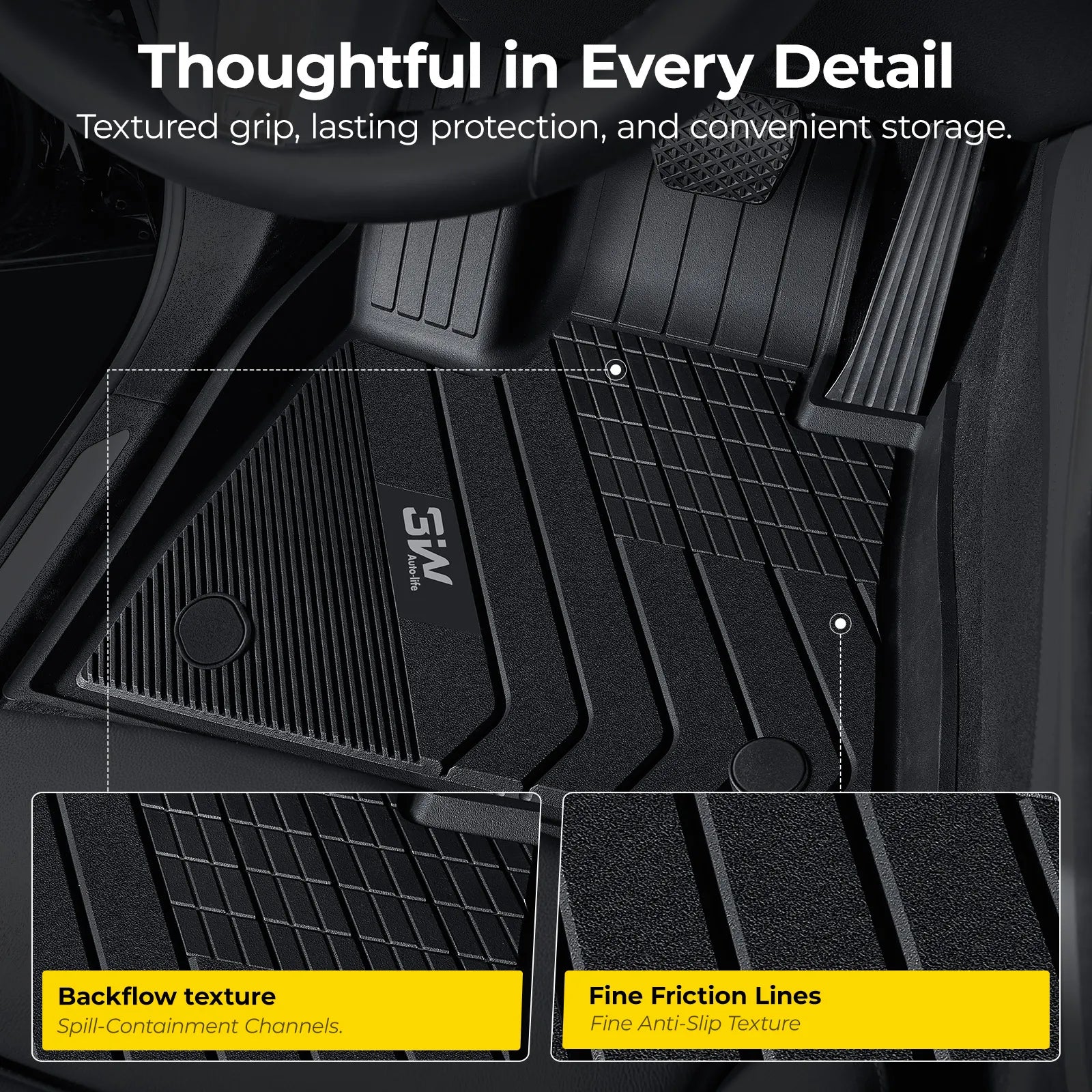 3W BMW X5 2019-2026 Custom Floor Mats / Trunk Mat TPE Material & All-Weather Protection Vehicles & Parts 3Wliners 2019-2025 X5 2019-2025 1st&2nd Row Mats Car Accessories Black