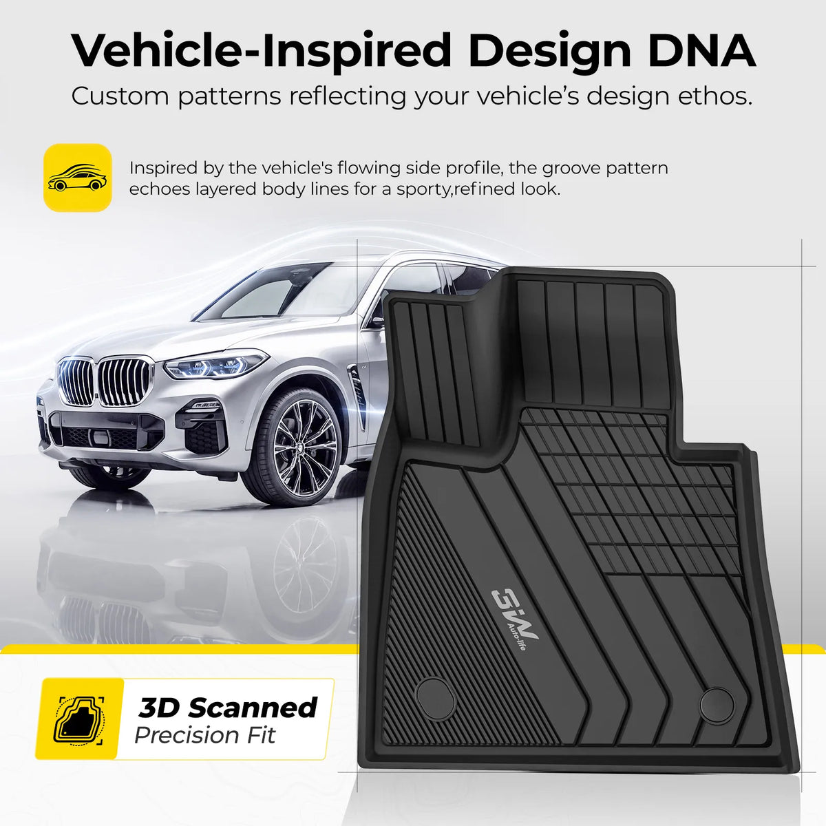 3W BMW X5 2019-2026 Custom Floor Mats / Trunk Mat TPE Material & All-Weather Protection Vehicles & Parts 3Wliners 2019-2025 X5 2019-2025 1st&2nd Row Mats Car Accessories Black