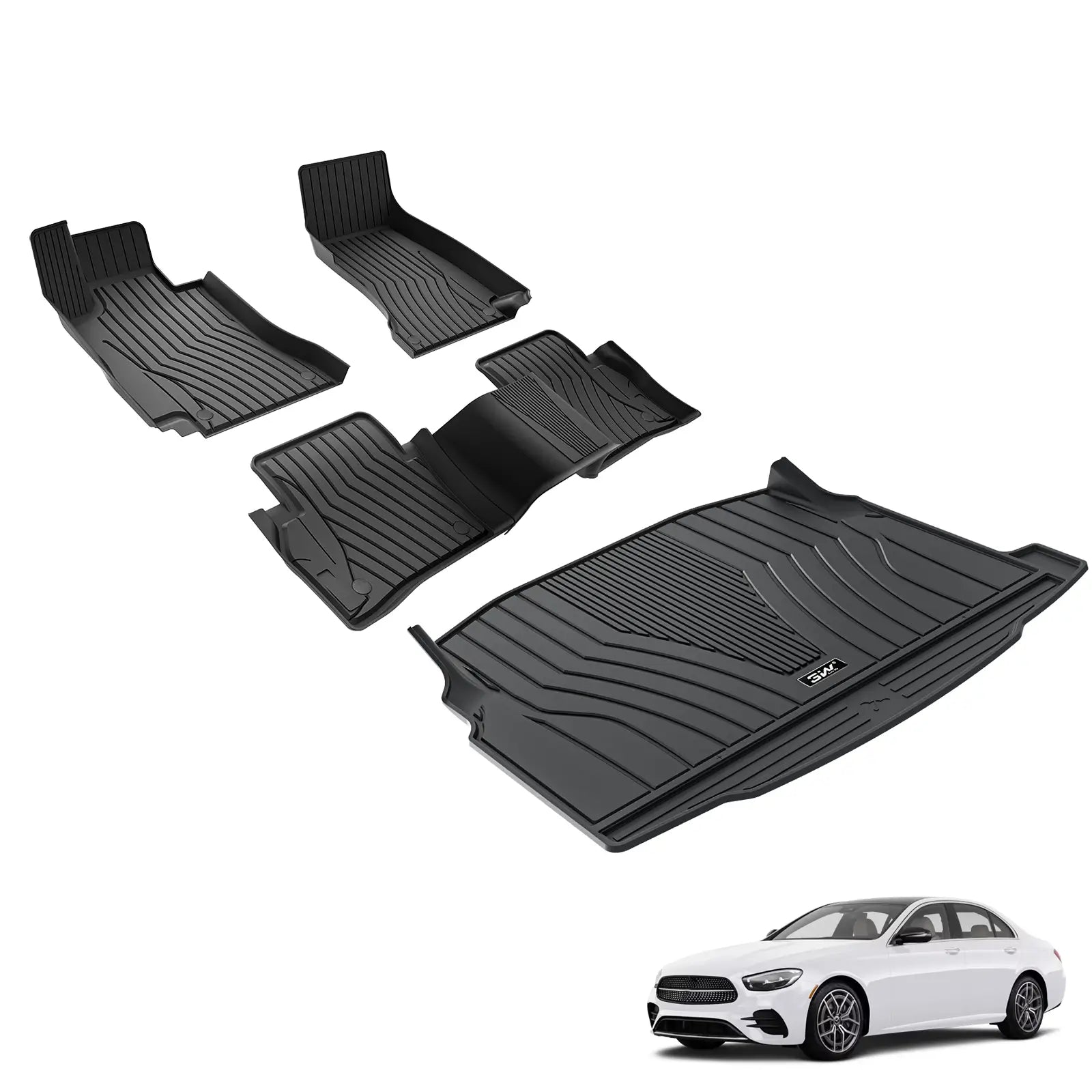 3W Mercedes-Benz E-Class 2017-2023 Custom Floor Mats TPE Material & All-Weather Protection (Sedan Only) Vehicles & Parts 3Wliners   