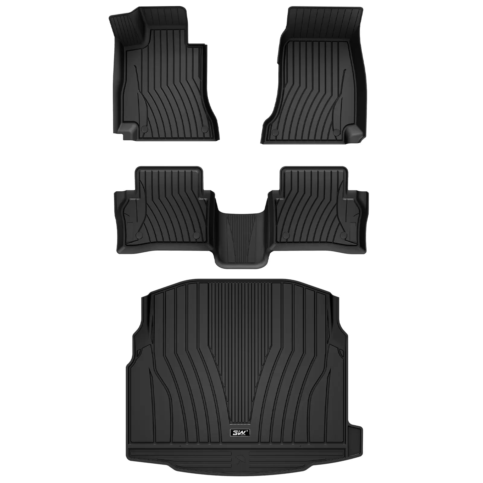 3W Mercedes-Benz E-Class 2017-2023 Custom Floor Mats TPE Material & All-Weather Protection (Sedan Only) Vehicles & Parts 3Wliners 2017-2023 E-Class 2017-2023 1st&2nd Row + Trunk Mat