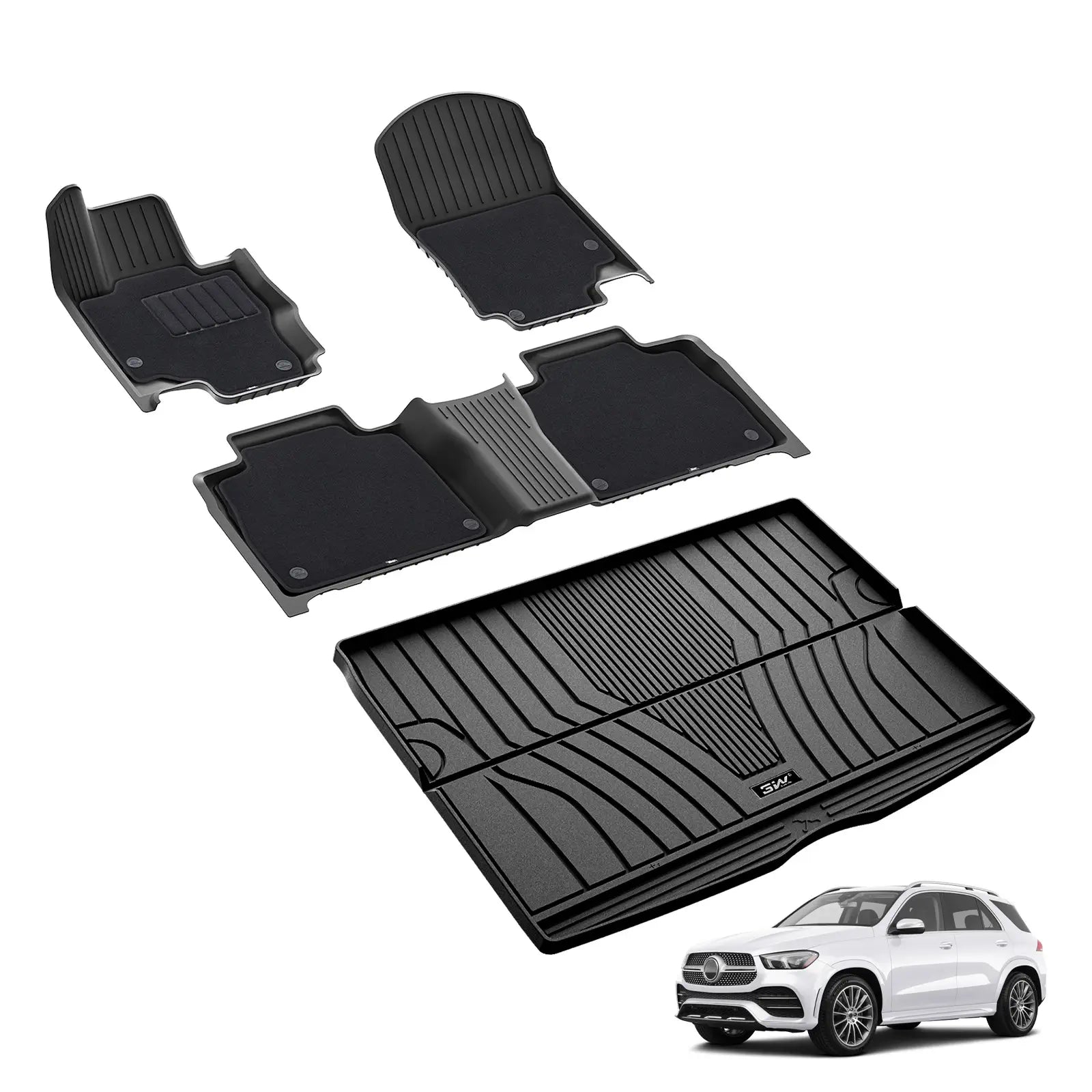 3W Mercedes-Benz GLE 2020-2025 (Not Fit Coupe) Custom Floor Mats / Trunk Mat Thorex™ All-Weather Protection - 3Wliners