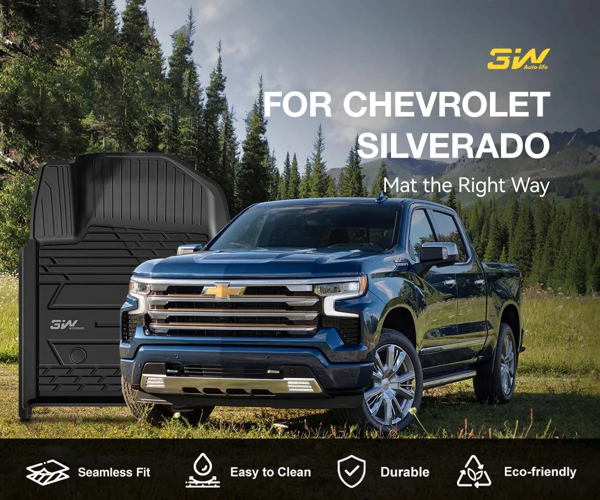 Tapis De Sol 3W En TPE Pour Chevrolet Silverado / GMC Sierra 2019-2025 - Cabine équipage, Noir, 3 Pièces