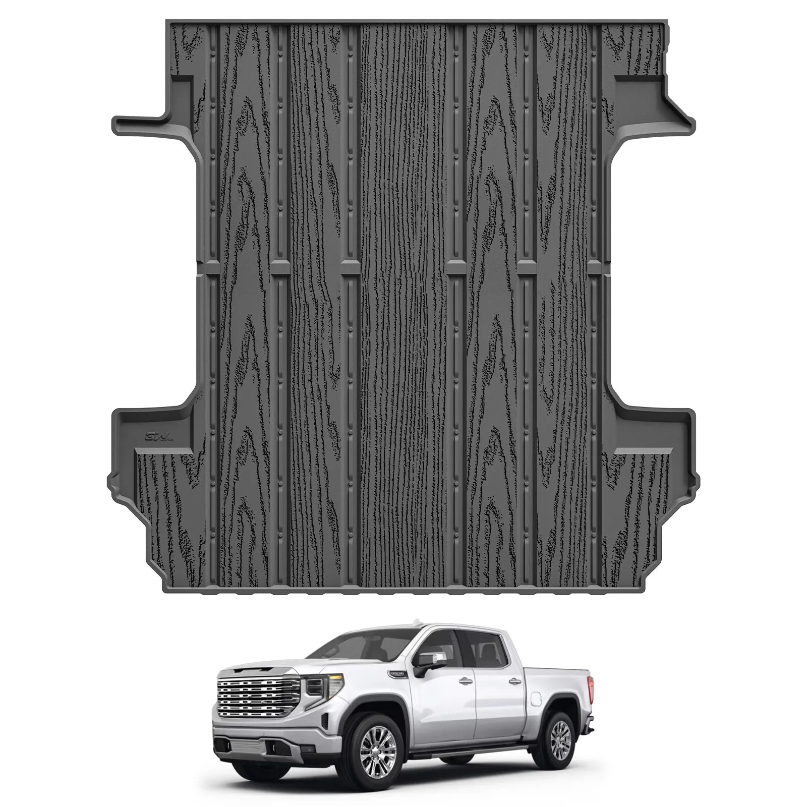 3W Truck Bed Mat Fit 2019-2024 2025 2026 Chevy Silverado 1500 & GMC Sierra 1500 5.8FT Short Bed All Weather TPE Custom Fit Heavy Duty Pickup Accessories Trunk Mat
