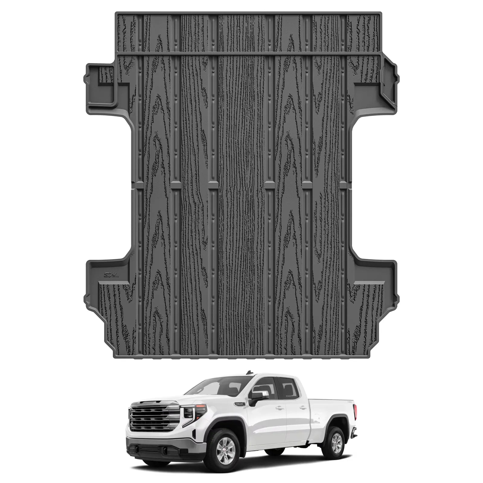 3W Truck Bed Mat Fit 2019-2024 2025 2026 Chevy Silverado 1500 & GMC Sierra 1500 6.6FT Short Bed All Weather TPE Custom Fit Heavy Duty Pickup Accessories Trunk Mat