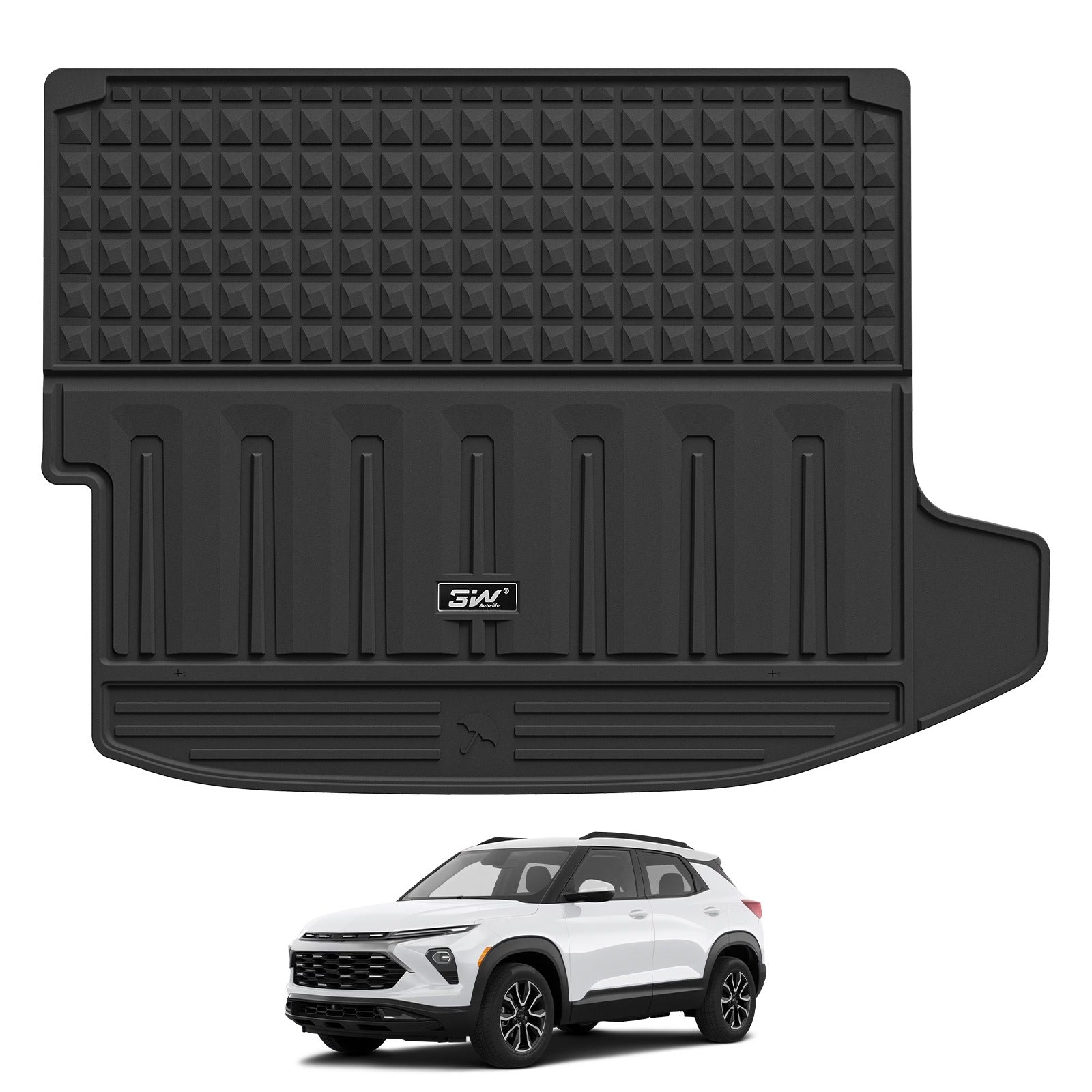 3W Cargo Liner for Chevy Trax 2024 2025 2026, All Weather TPE Custom Fit Floor Mats for Cars, Car Mats Trunk Mat for Chevy Trax Accessories, Black