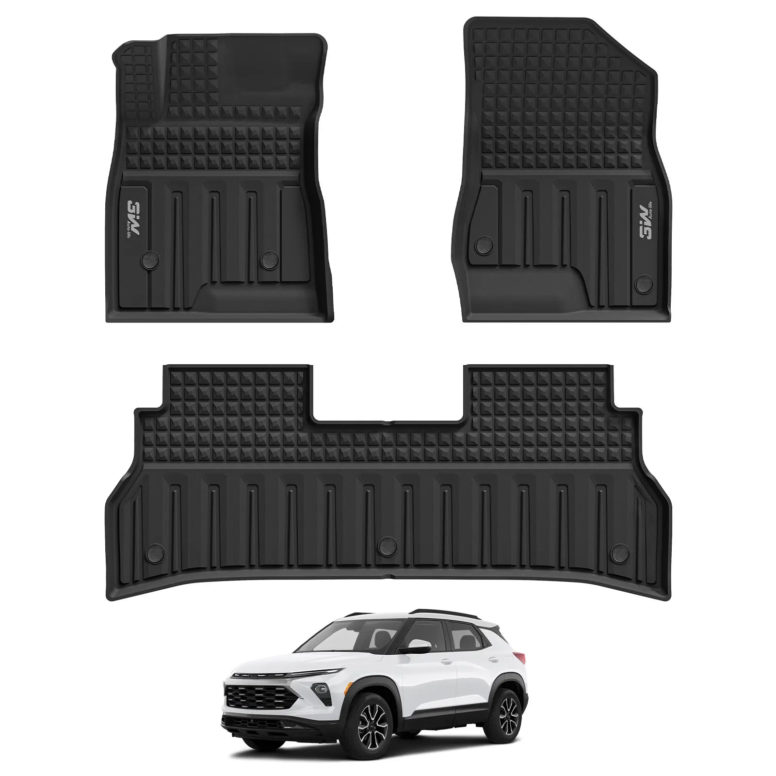 3W Floor Mats for Chevy Trax 2024 2025 2026, All Weather TPE Custom Fit Floor Mats for Cars, Car Mats Full Set for Chevy Trax Accessories, Black