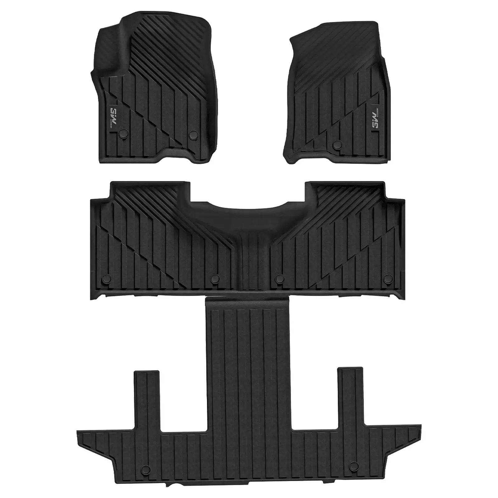 3W Chevy Suburban/GMC Yukon XL/Cadillac Escalade ESV 7 Seat Bucket Seat 2021-2024 Custom Floor Mats / Trunk Mat TPE Material & All-Weather Protection Vehicles & Parts 3Wliners 2021-2024 Chevy Suburban/GMC Yukon XL/Cadillac Escalade ESV 7 Seat 1st&2nd Row Mats