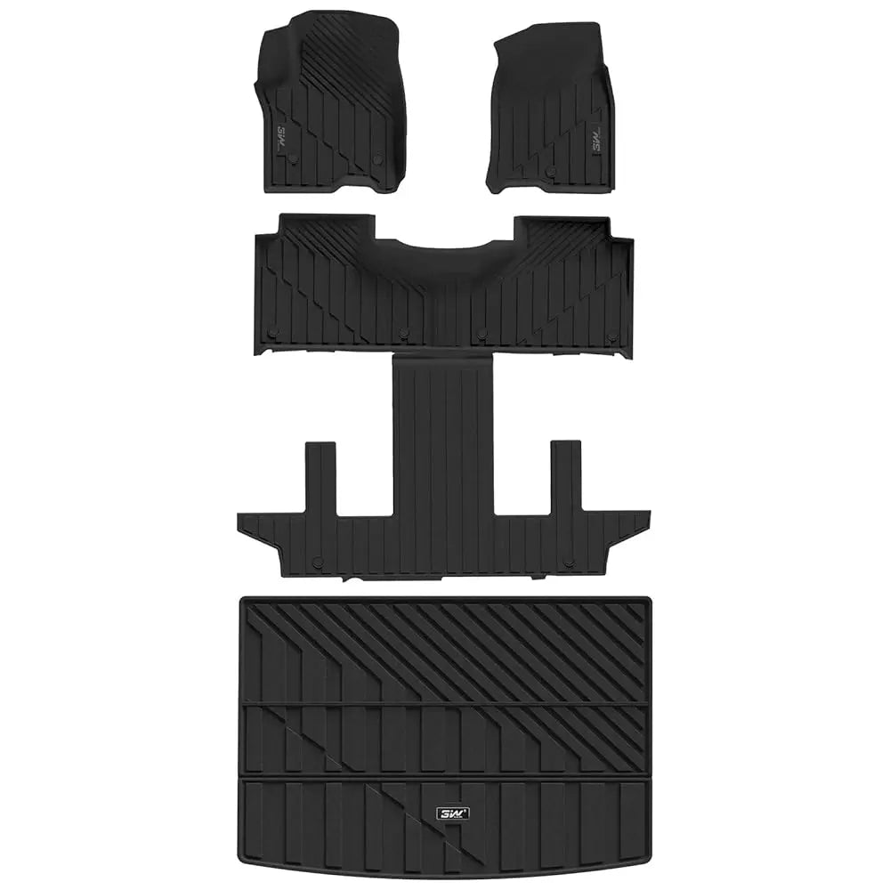 3W Chevy Suburban/GMC Yukon XL/Cadillac Escalade ESV 7 Seat Bucket Seat 2021-2024 Custom Floor Mats / Trunk Mat TPE Material & All-Weather Protection Vehicles & Parts 3Wliners 2021-2024 Chevy Suburban/GMC Yukon XL/Cadillac Escalade ESV 7 Seat 1st&2nd Row Mats + Trunk Mat