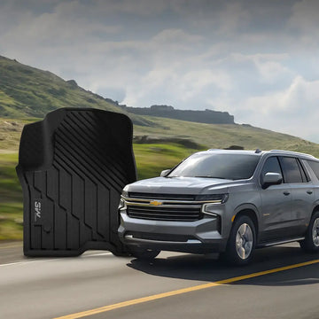 3W All-Weather Custom Floor Mats TPE Car Mars / Trunk Mats for 2021-2025 Chevy Tahoe / GMC Yukon / Cadillac Escalade 7 Seat (Bucket Seating)