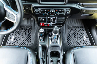 3W Jeep Wrangler 4XE Custom Floor Mats / Trunk Mat 2021-2026 Hybrid 4 Door Thorex™ All-Weather Protection