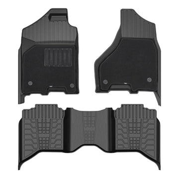 3W 2013-2018 Dodge Ram 1500/2500/3500 Crew Cab, 2019-2024 Dodge Ram 1500 Classic Crew Cab Custom Floor Mats TPE Material & All-Weather Protection