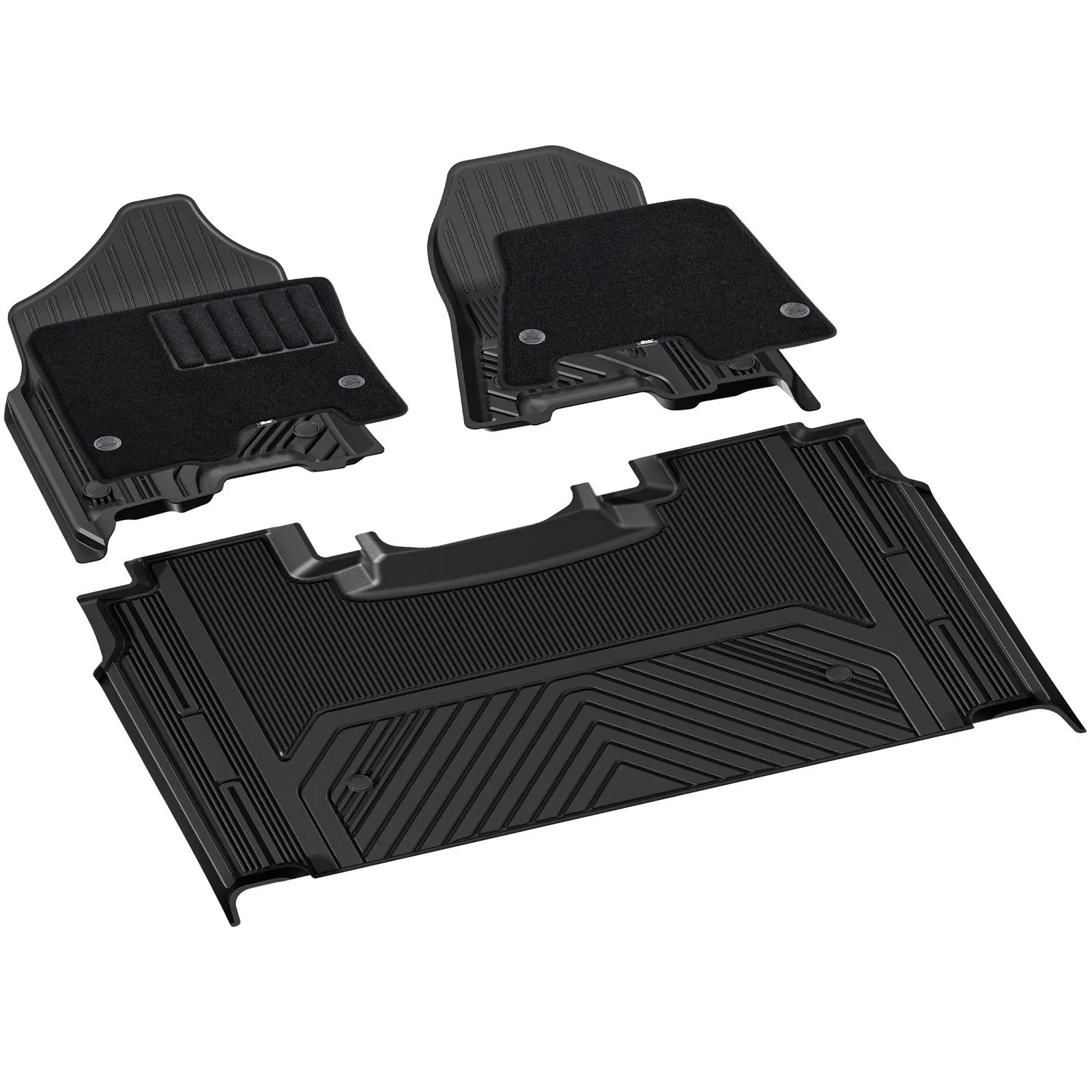 3W Floor Mats Fit for 2019-2024 Dodge Ram 1500 Crew Cab New Body (NOT Classic Models) with Original Storage All Weather TPE Accessories Custom Fit Dodge Ram 1500 Floor Liner Full Set Car Mats