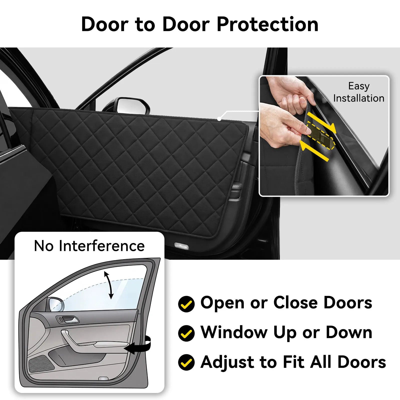 Front Seat Dog Car Seat with Safety Buckle Detachable & Waterproof Car Door Full Protection Pet Scratch-Proof Black Passenger Seats Cover Protector for SUV Trucks