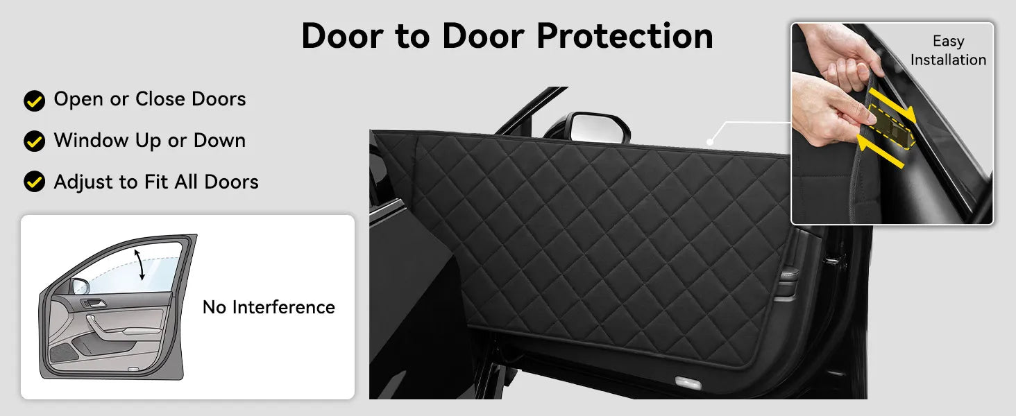 Front Seat Dog Car Seat with Safety Buckle Detachable & Waterproof Car Door Full Protection Pet Scratch-Proof Black Passenger Seats Cover Protector for SUV Trucks