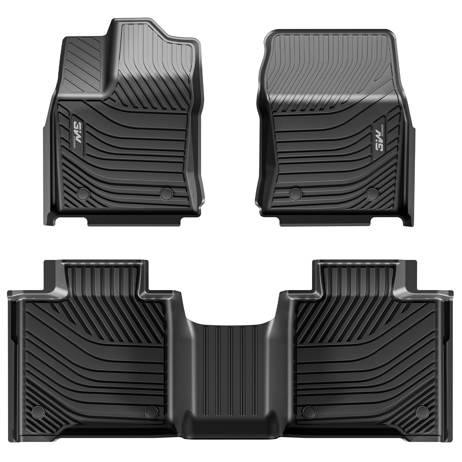 3W Toyota Tundra 2022-2024 Custom Floor Mats CrewMax Cab Only TPE Material & All-Weather Protection Vehicles & Parts 3Wliners 2022-2023 Tundra 2022-2023 1st&2nd Row Mats