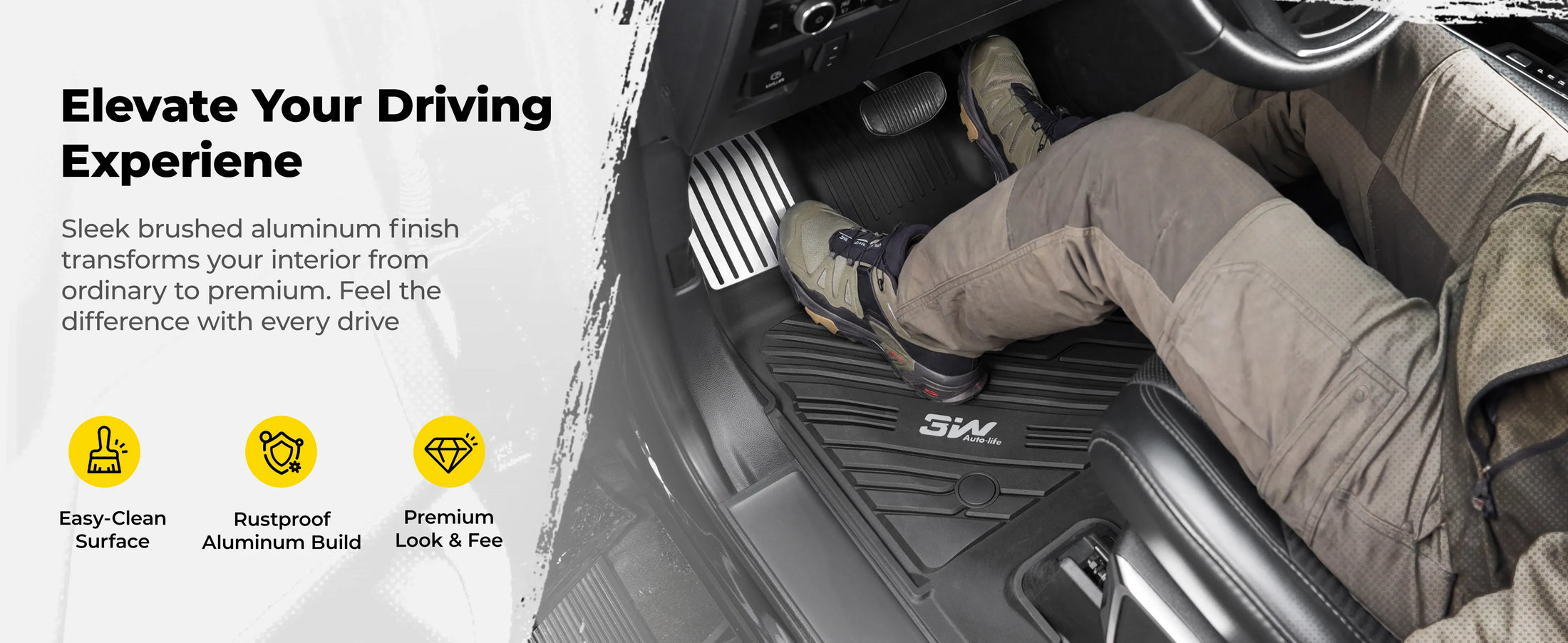 3W All-Weather Floor Mats Fit Ford F150 / F-150 Lightning SuperCrew Cab 2015-2025 (without Original Folding Under-Seat Storage Box) - 3Wliners