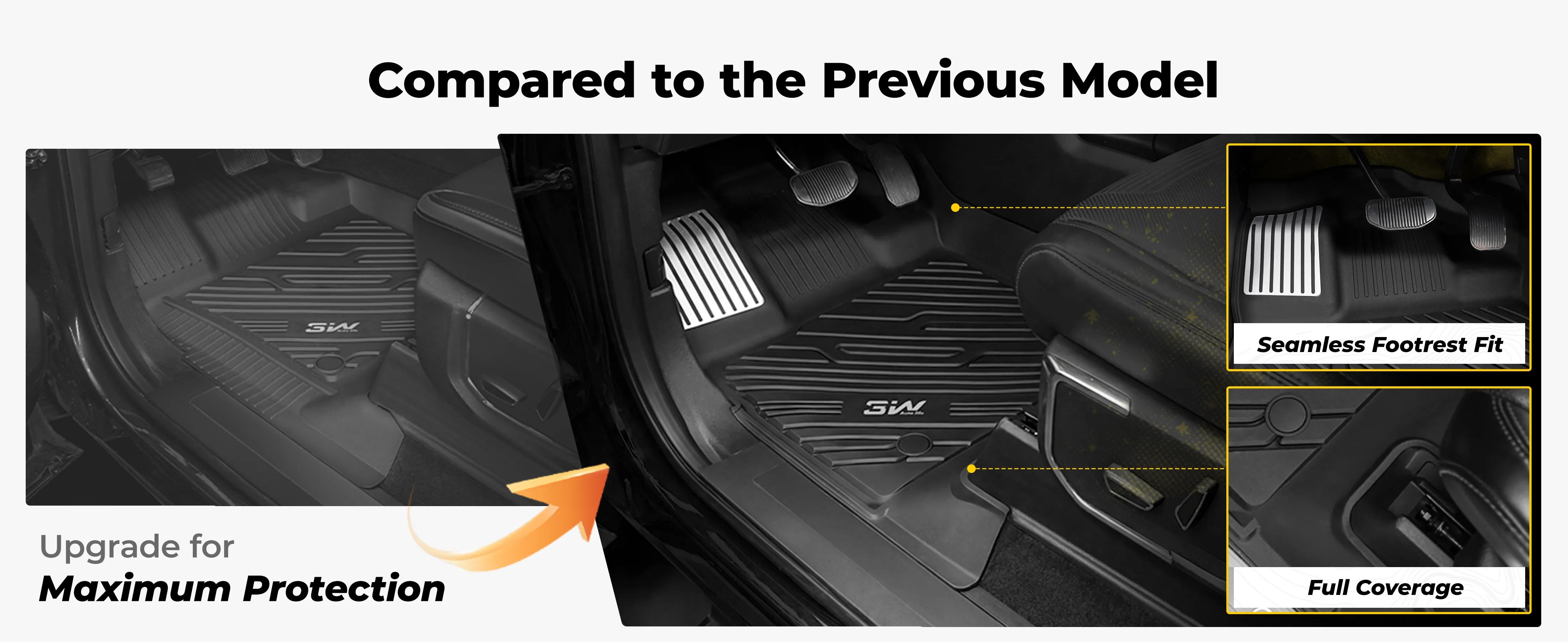 3W All-Weather Floor Mats Fit Ford F150 / F-150 Lightning SuperCrew Cab 2015-2025 (without Original Folding Under-Seat Storage Box) - 3Wliners
