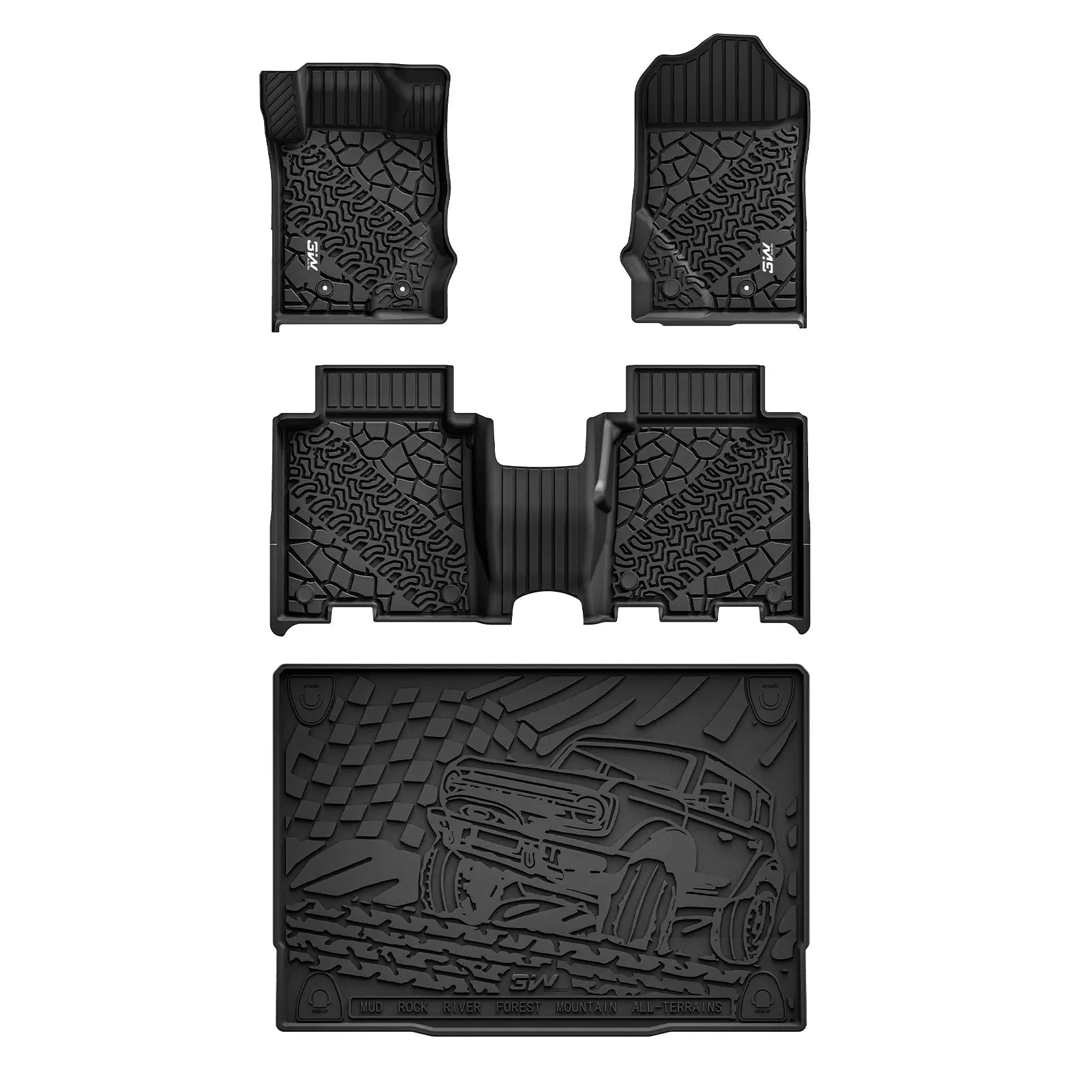 3W Ford Bronco 4-Door 2021-2025 Floor Mats / Trunk Mat Thorex™ All-Weather Protection - 3Wliners