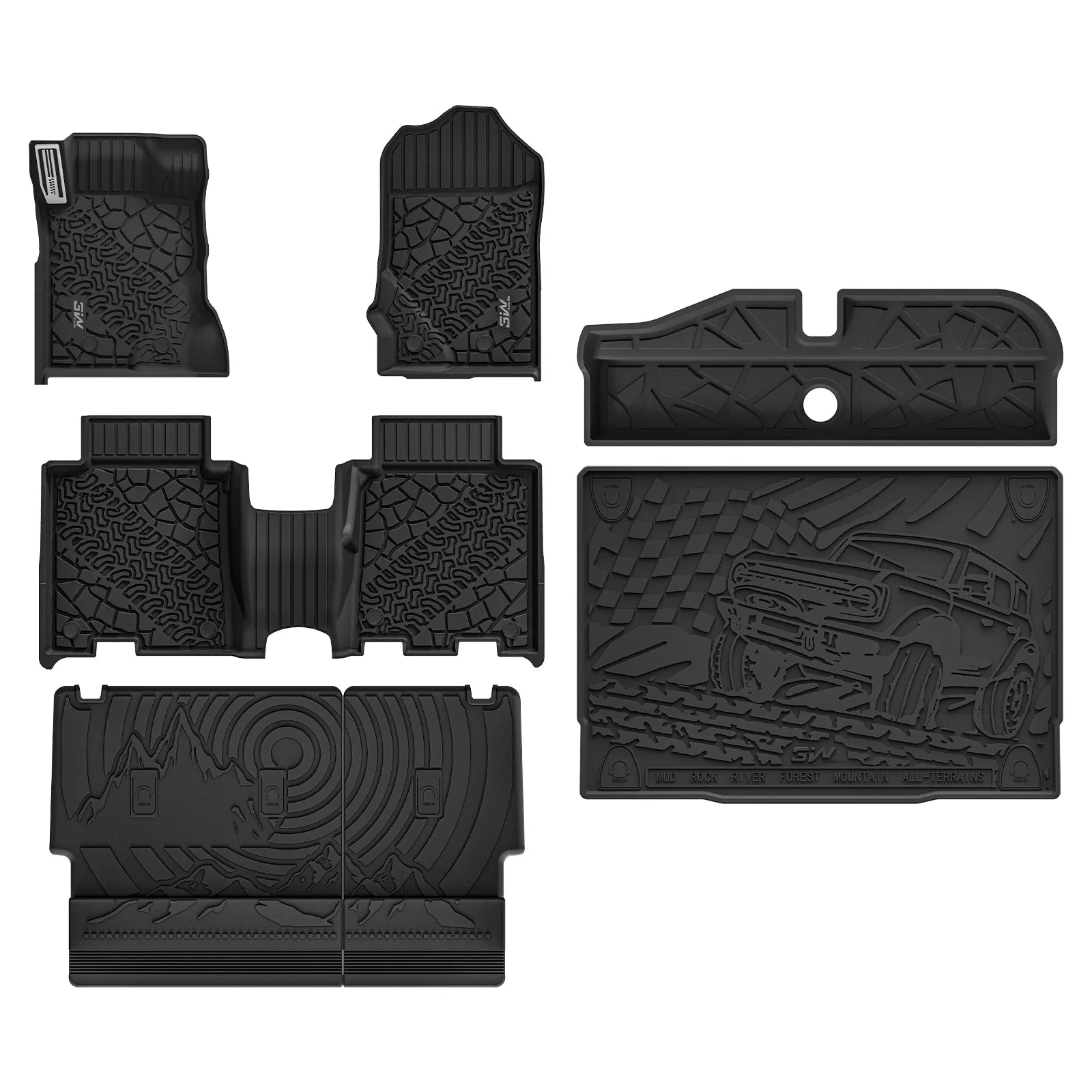 3W Ford Bronco 4-Door 2021-2025 Floor Mats / Trunk Mat Thorex™ All-Weather Protection - 3Wliners