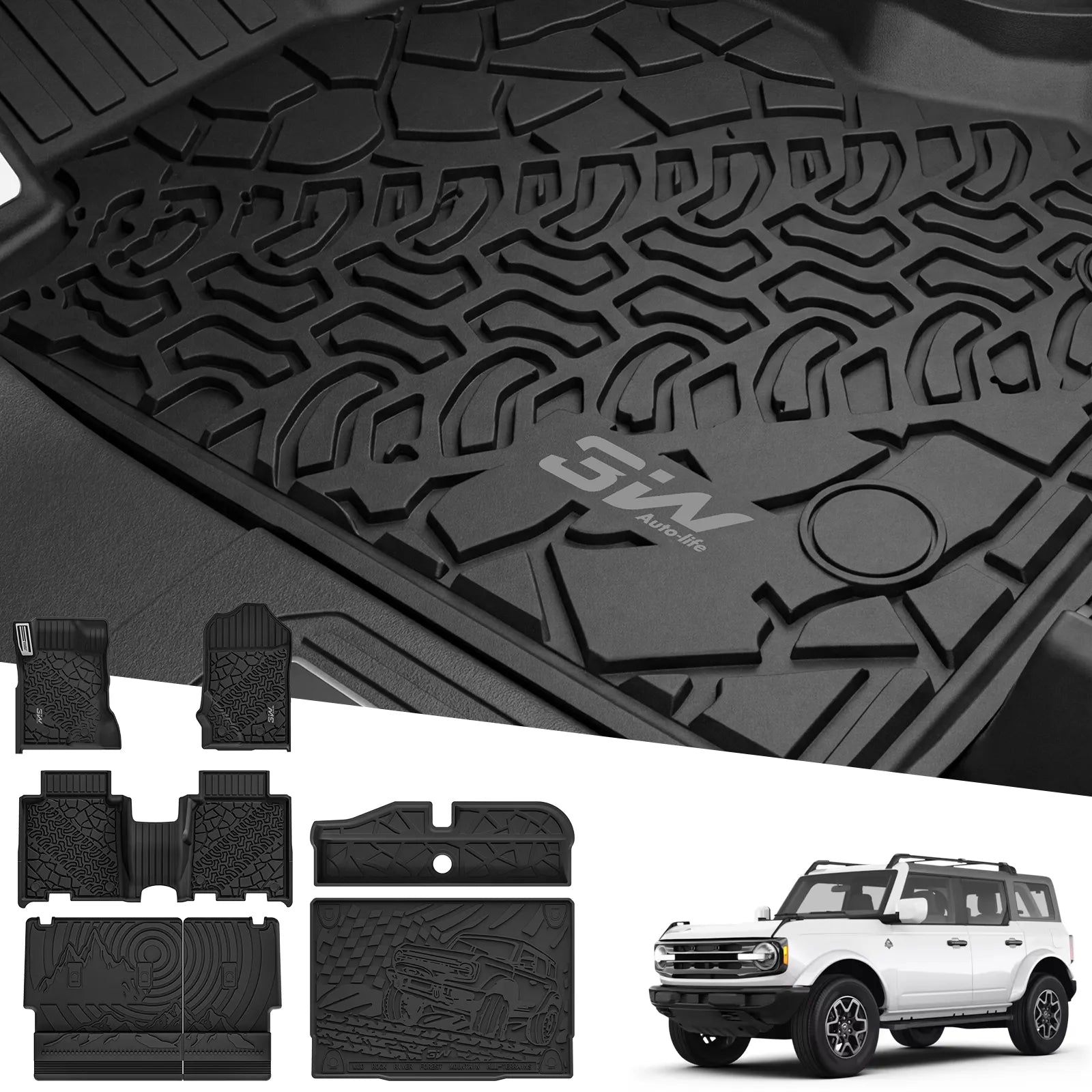 3W Ford Bronco 4-Door 2021-2025 Floor Mats / Trunk Mat Thorex™ All-Weather Protection - 3Wliners