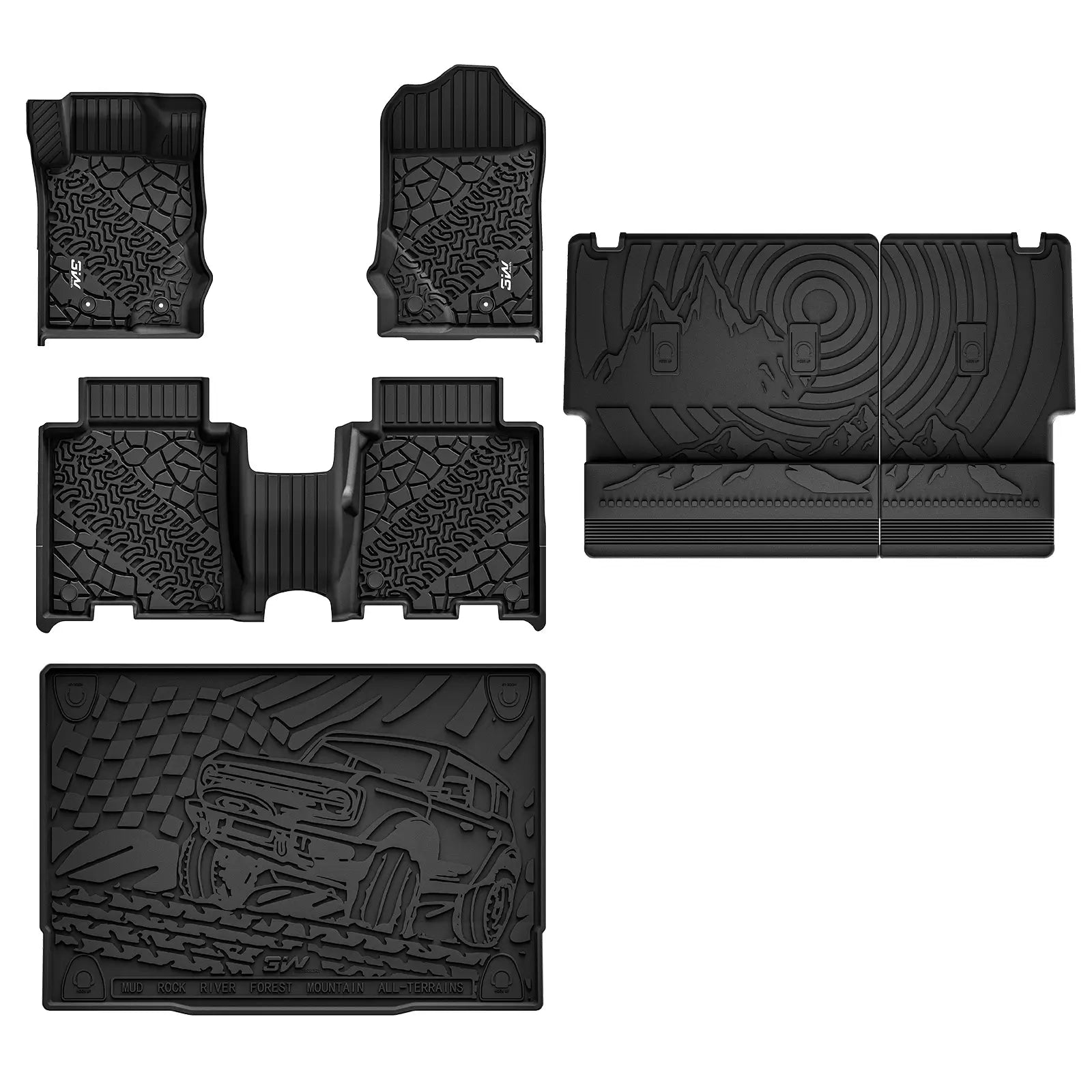 3W Ford Bronco 4-Door 2021-2025 Floor Mats / Trunk Mat Thorex™ All-Weather Protection - 3Wliners