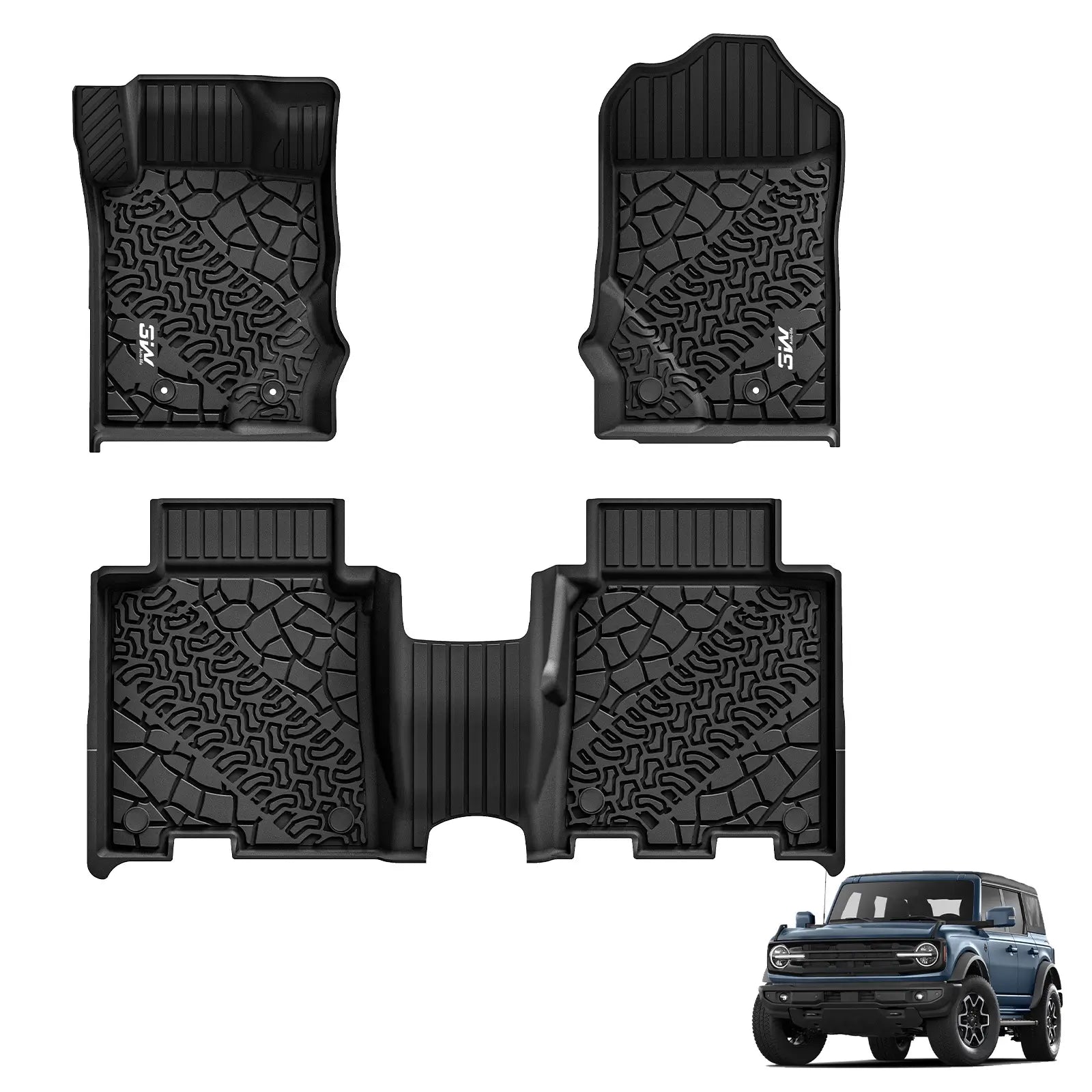 3W Ford Bronco 4-Door 2021-2025 Floor Mats / Trunk Mat Thorex™ All-Weather Protection - 3Wliners