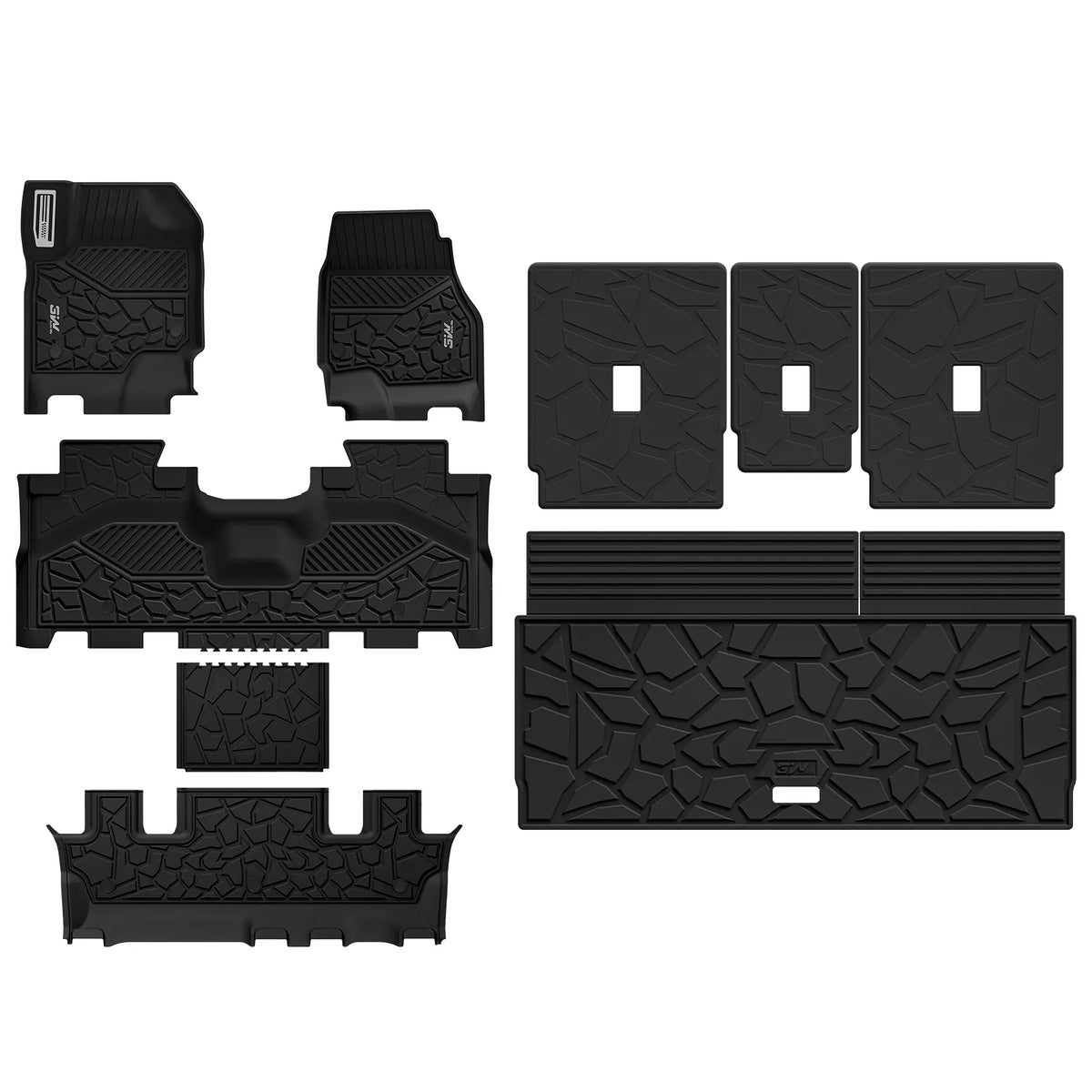 3W All-Weather Custom Fit Floor Mats for 2025-2026 Ford Expedition 7 Seats, Odorless TPE Heavy Duty Car Liners, Waterproof Anti-Slip Protection Full Set Cargo Liner Seat Back Protector