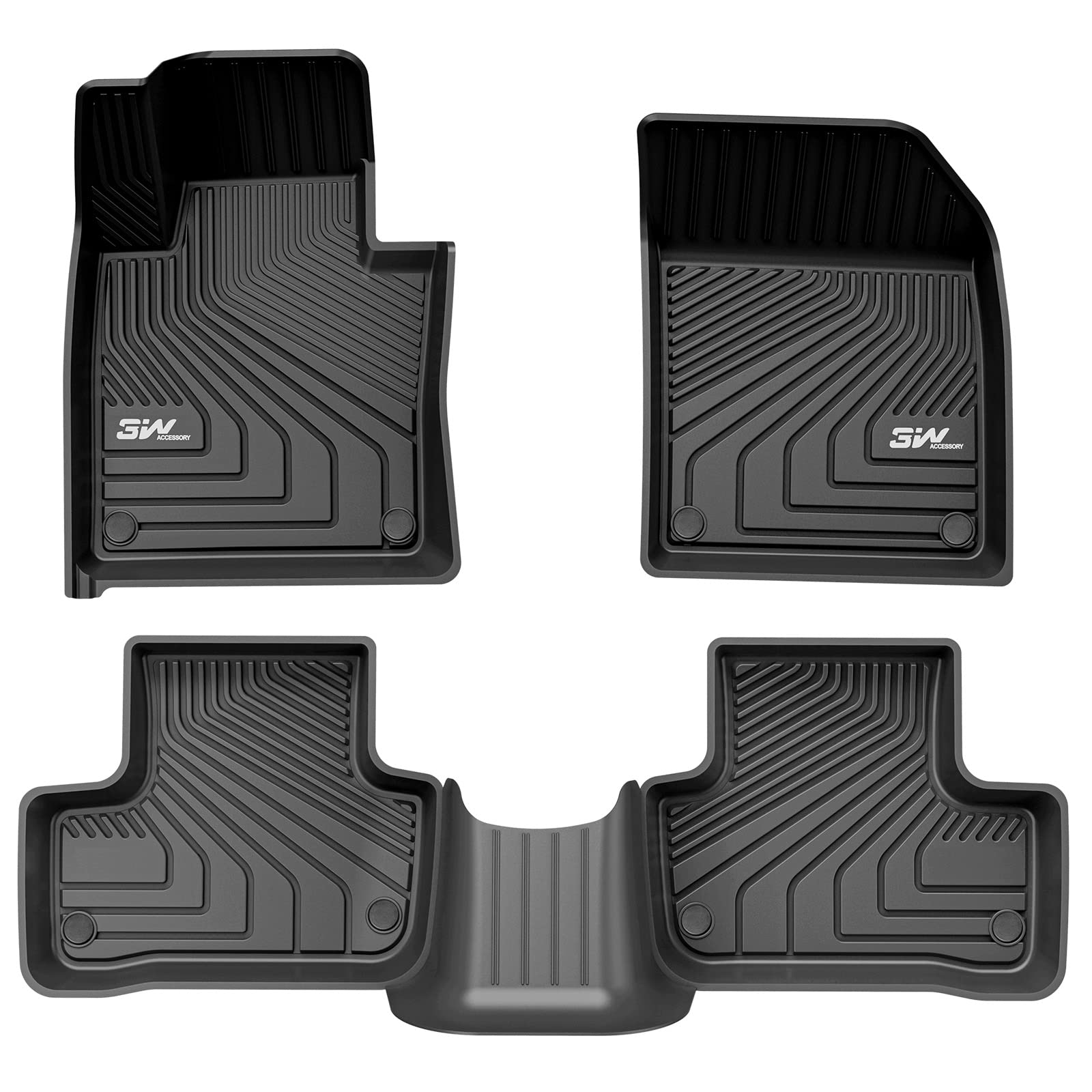 3W Volvo XC60 2018-2024 (Not for Hybrid) T5 T6 Momentum Custom Floor Mats TPE Material & All-Weather Protection Vehicles & Parts 3Wliners 2018-2024 XC60 2018-2024 1st&2nd Row Mats
