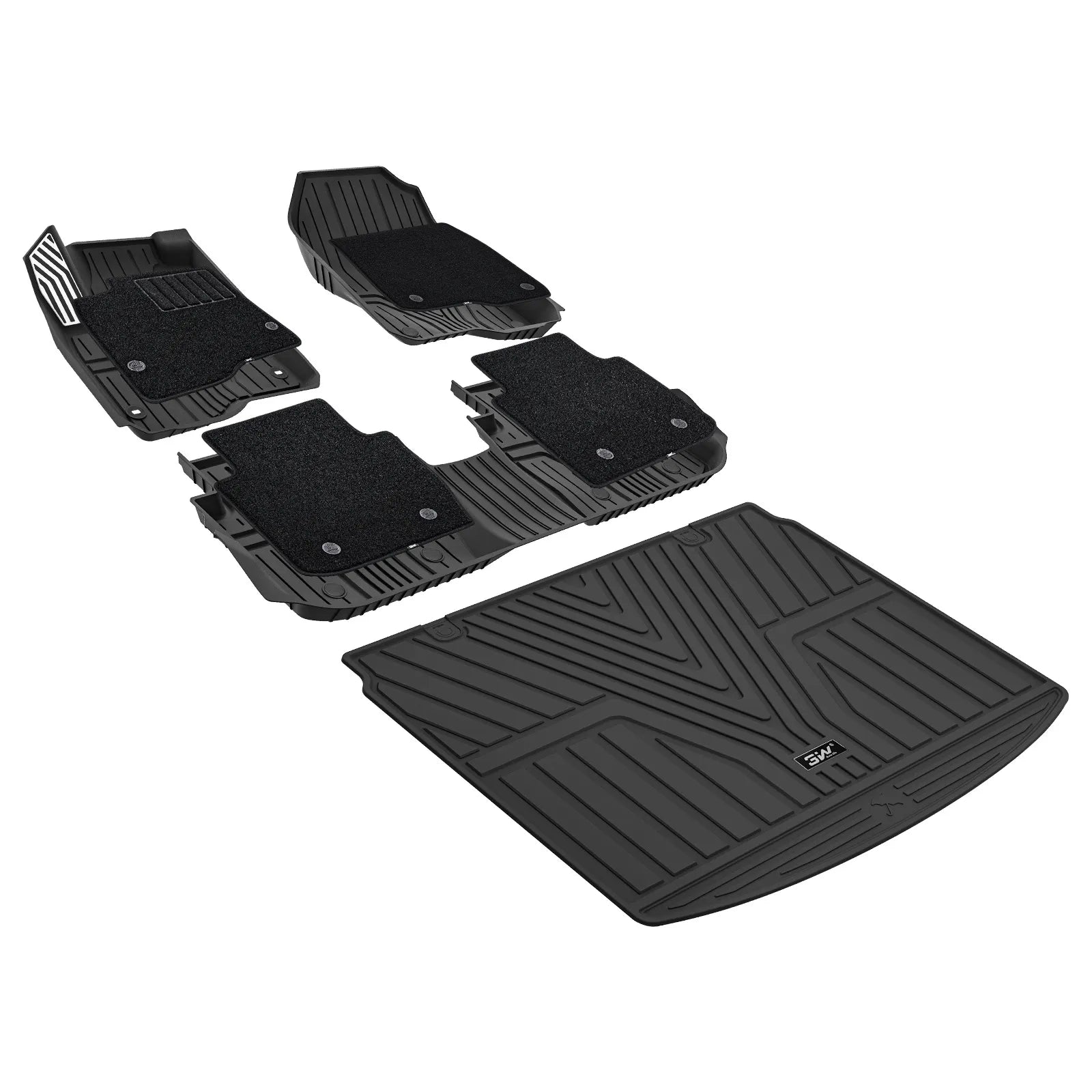 3W Floor Mats(with Metal Pedals) with Carpet & Cargo Liner Fit for Honda CR-V 2023 2024 2025 2026 TPE All Weather Waterproof Custom Fit Automotive Liners and Carpet for Honda CRV(Include Hybrid)