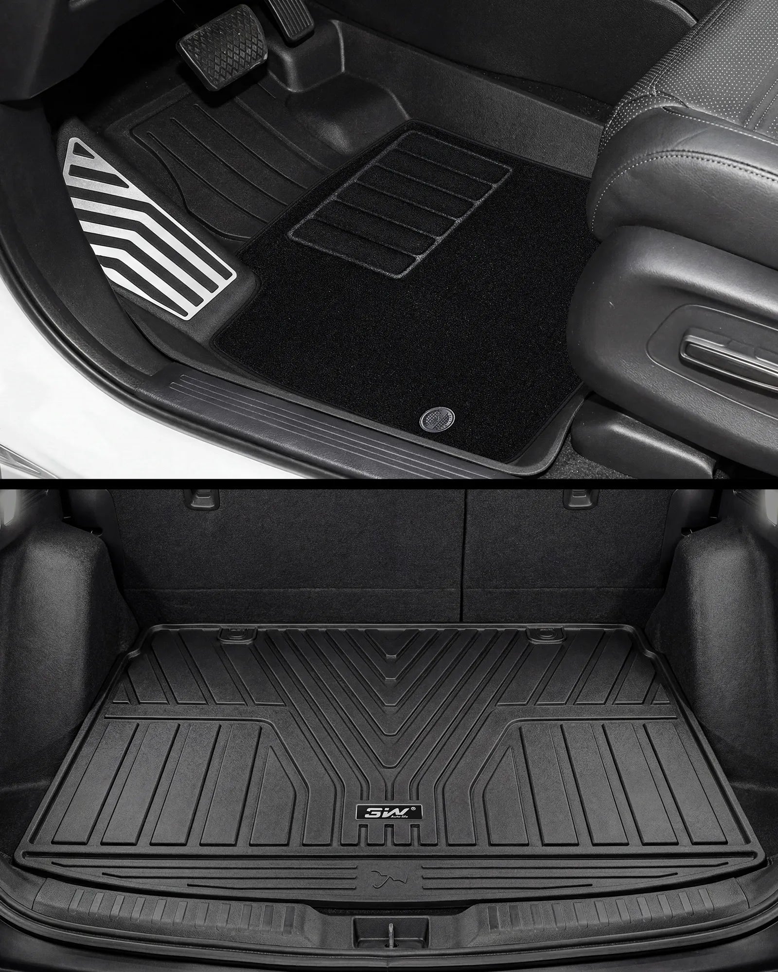 3W Floor Mats(with Metal Pedals) with Carpet & Cargo Liner Fit for Honda CR-V 2023 2024 2025 2026 TPE All Weather Waterproof Custom Fit Automotive Liners and Carpet for Honda CRV(Include Hybrid)