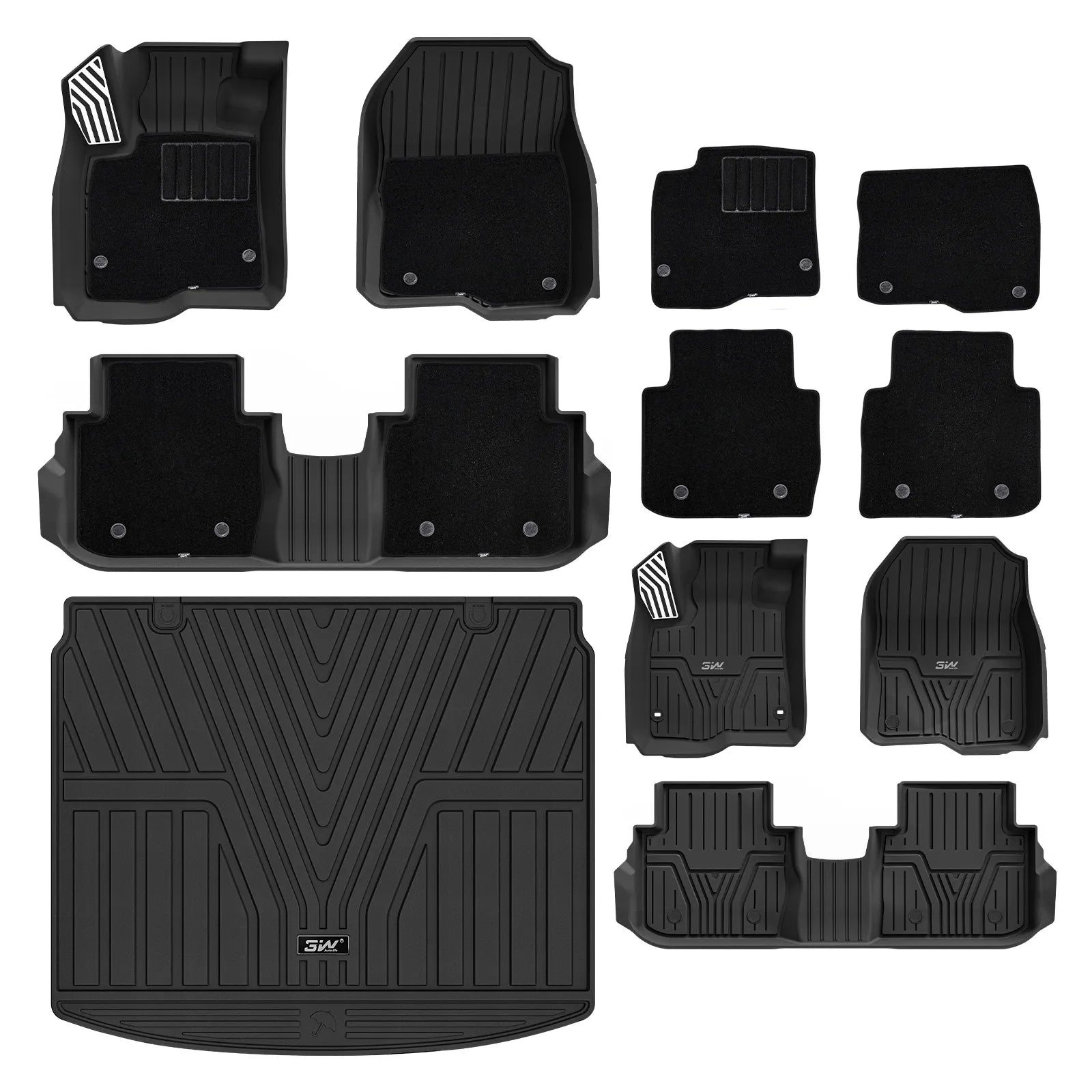 3W Floor Mats(with Metal Pedals) with Carpet & Cargo Liner Fit for Honda CR-V 2023 2024 2025 2026 TPE All Weather Waterproof Custom Fit Automotive Liners and Carpet for Honda CRV(Include Hybrid)