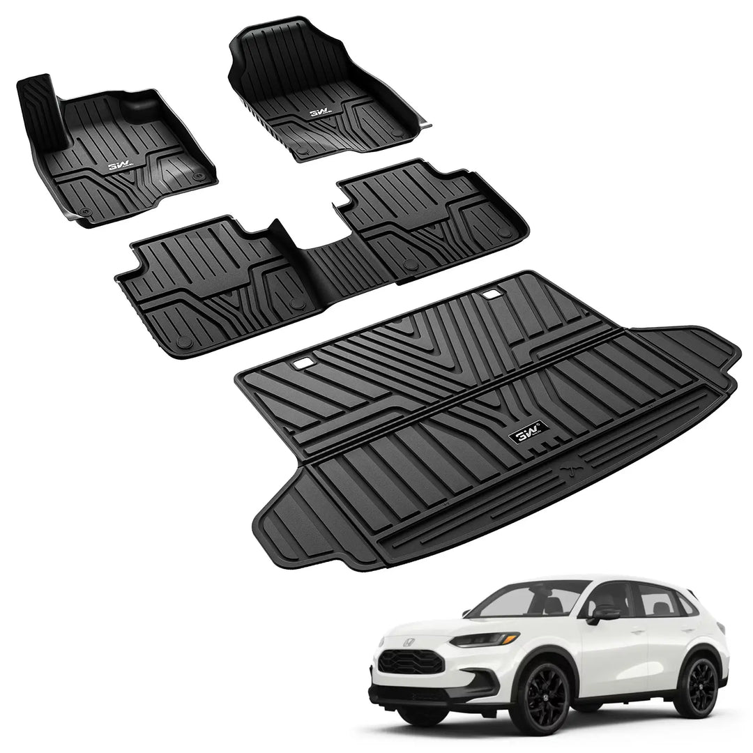 Tesson All-Weather Floor Mats & Cargo Liner For 2023-2025 Honda CR-V (Including Hybrid) | 2-Row Set, TPE Material, Custom Fit