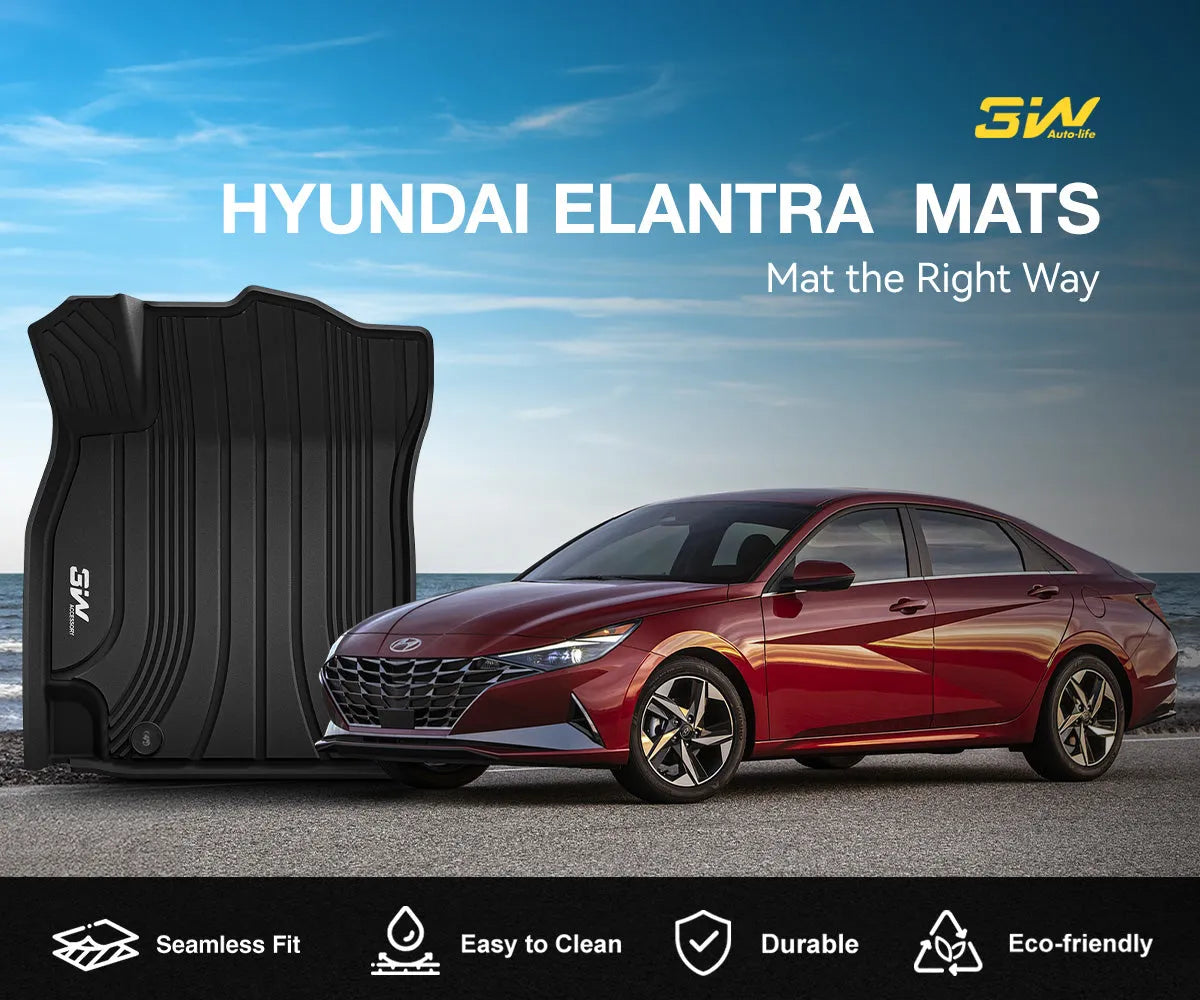 3-Piece All Weather Floor Mats For 2021-2025 Hyundai Elantra – TPE Rubber Liners – Black