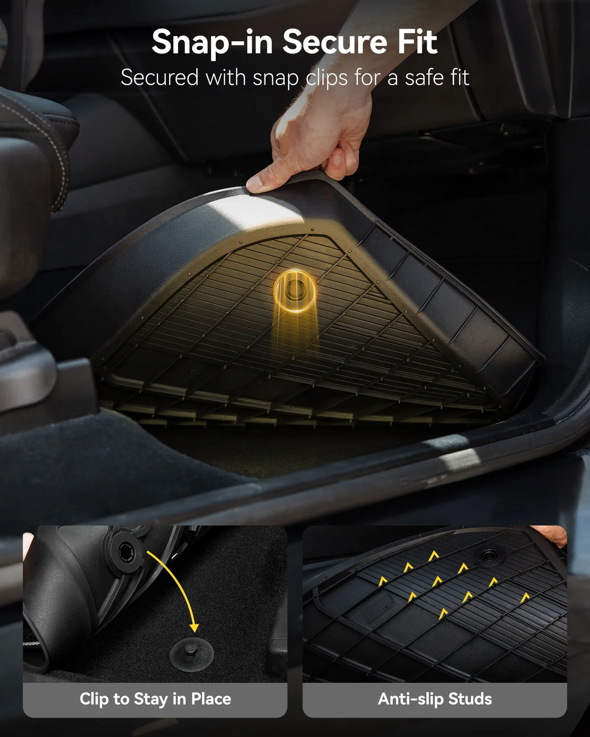 3W Floor Mats Fit 2021-2023 Hyundai Santa Fe Gas, TPE All-Weather
Custom Fit 1st & 2nd Row Liners, No Gaps No Odor, Black
