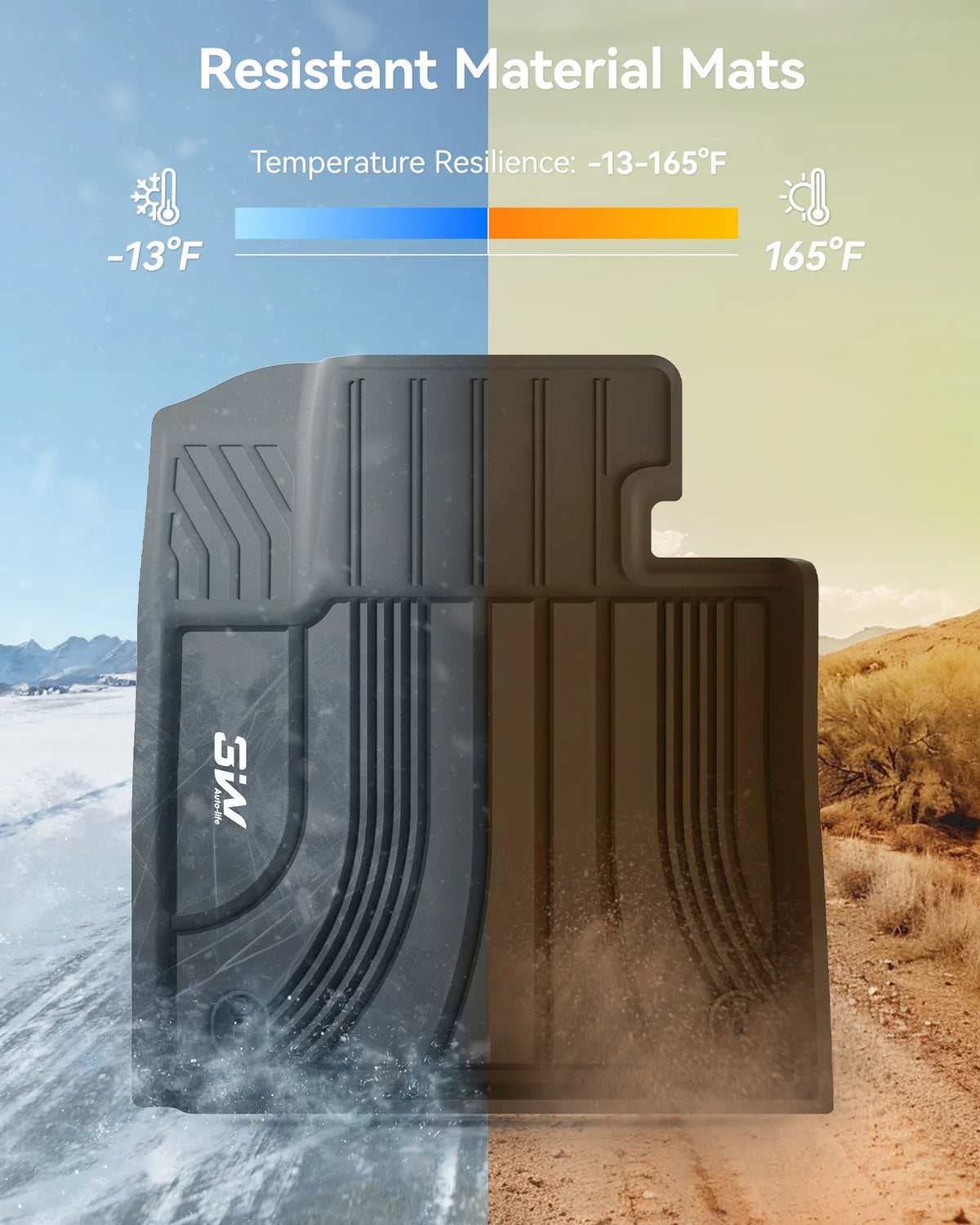 3W Floor Mats Fit 2021-2023 Hyundai Santa Fe Gas, TPE All-Weather
Custom Fit 1st & 2nd Row Liners, No Gaps No Odor, Black