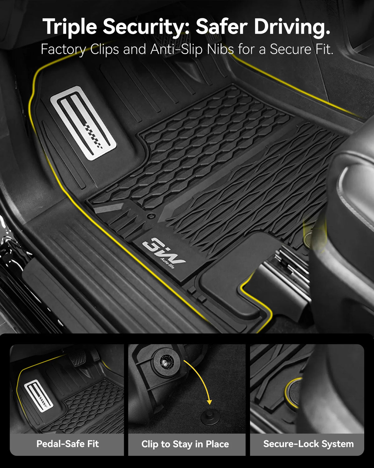 Floor Mats for Infiniti QX65, All Weather TPE Custom Fit Floor Liners, TPE Easy Clean Durable 1st-2nd Row Car Mats Car Accessories, with Metal Pedals,Black