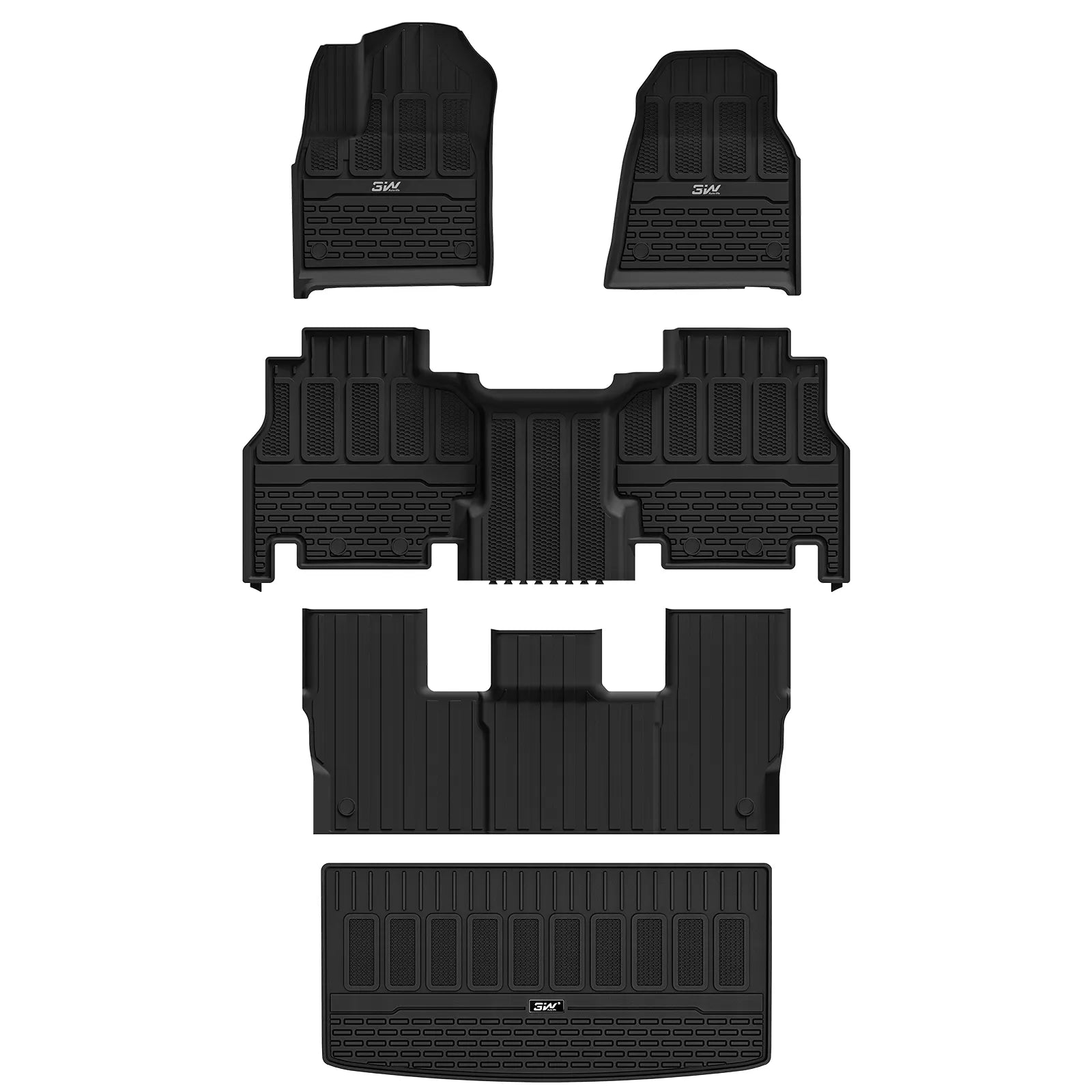 3W Jeep Grand Wagoneer 2022-2024 Custom 8 seat Floor Mat Trunk Mat TPE Material & All-Weather Protection Vehicles & Parts 3Wliners 2022-2024 8 Seat Grand Wagoneer 2022-2024 1st&2nd&3rd Row+Trunk Mat
