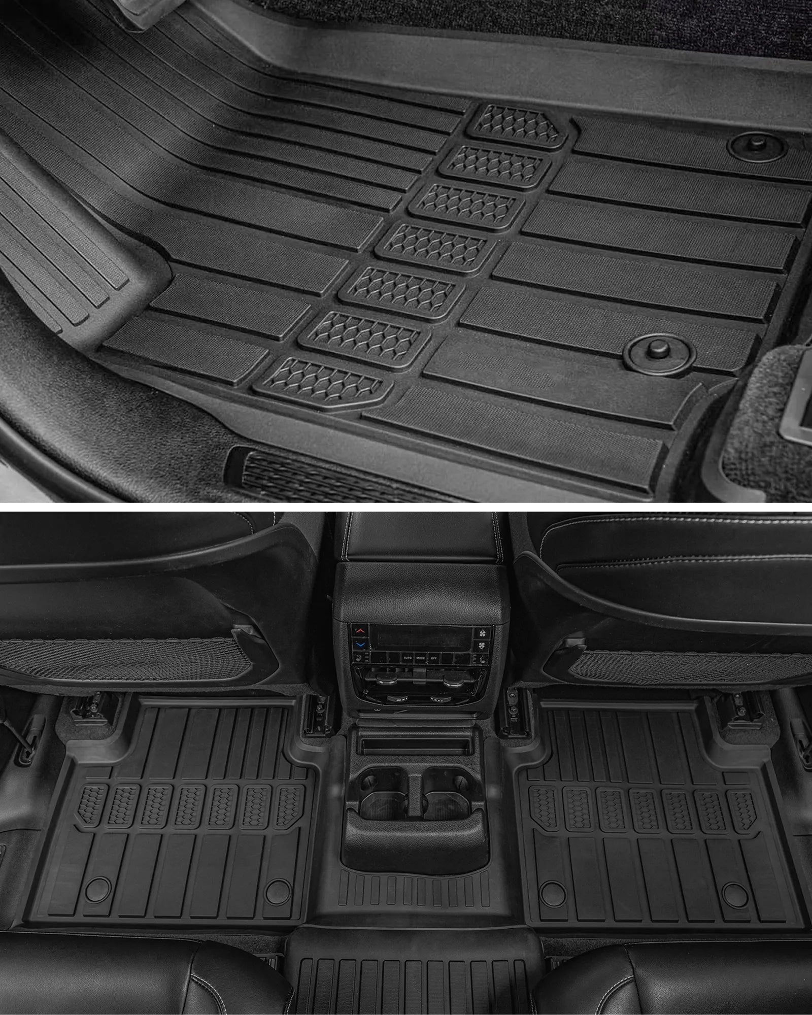3W Floor Mats Fit for Jeep Grand Wagoneer/Grand Wagoneer L 2022-2025 2026 8 seat (Not Fit for 7 seat), All Weather TPE Floor Liner for 1-3 Rows Full Set Car Mats Black
