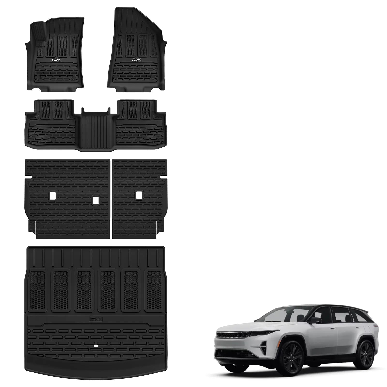 3W Jeep Wagoneer S EV 2024-2026 Custom  Floor Mat Trunk Mat Thorex™ All-Weather Protection - 3Wliners