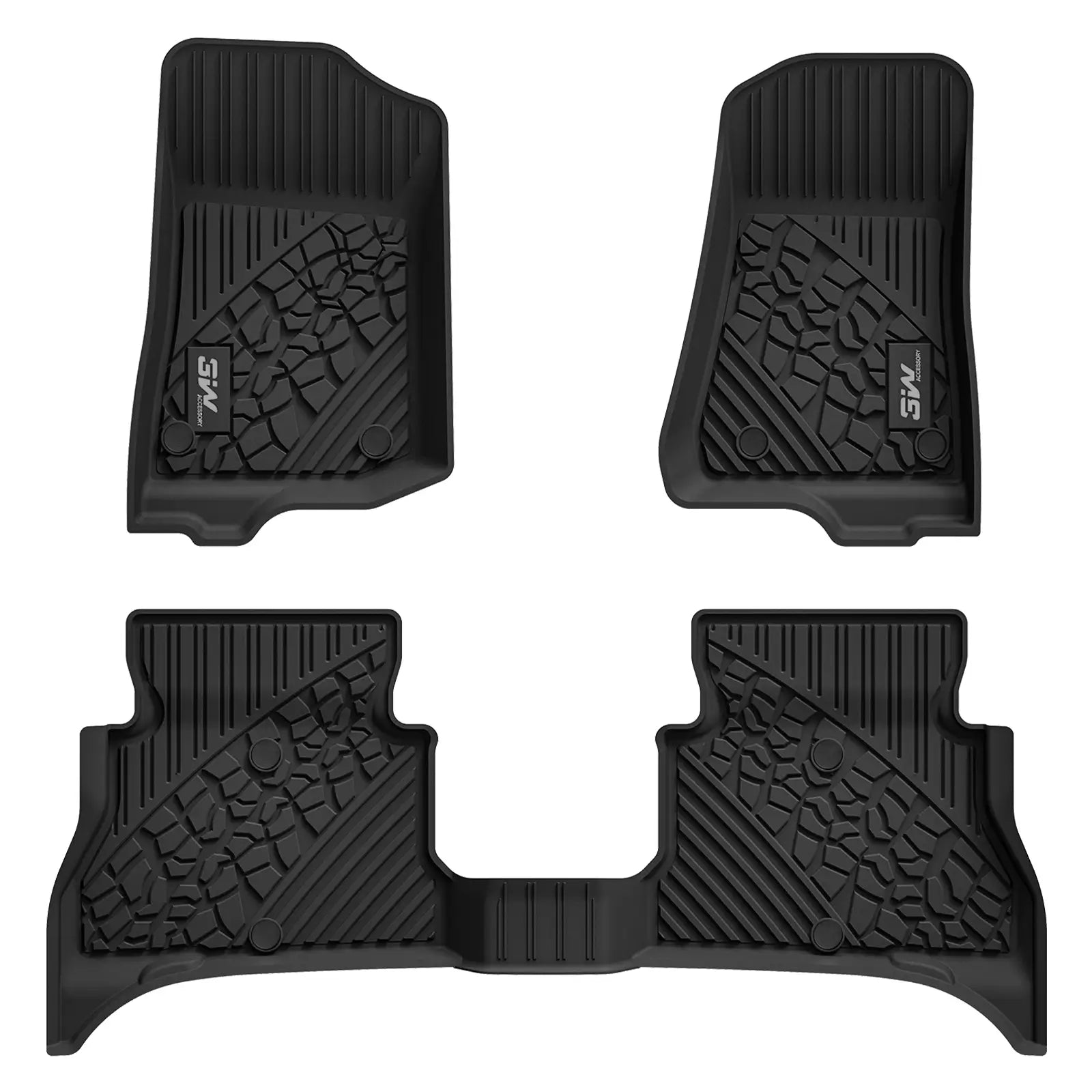 3W Jeep Wrangler 4XE Custom Floor Mats / Trunk Mat 2021-2024 Hybrid 4 Door TPE Material & All-Weather Protection Vehicles & Parts 3Wliners 2021-2024 Wrangler 4XE 2021-2024 1st&2nd Row Mat