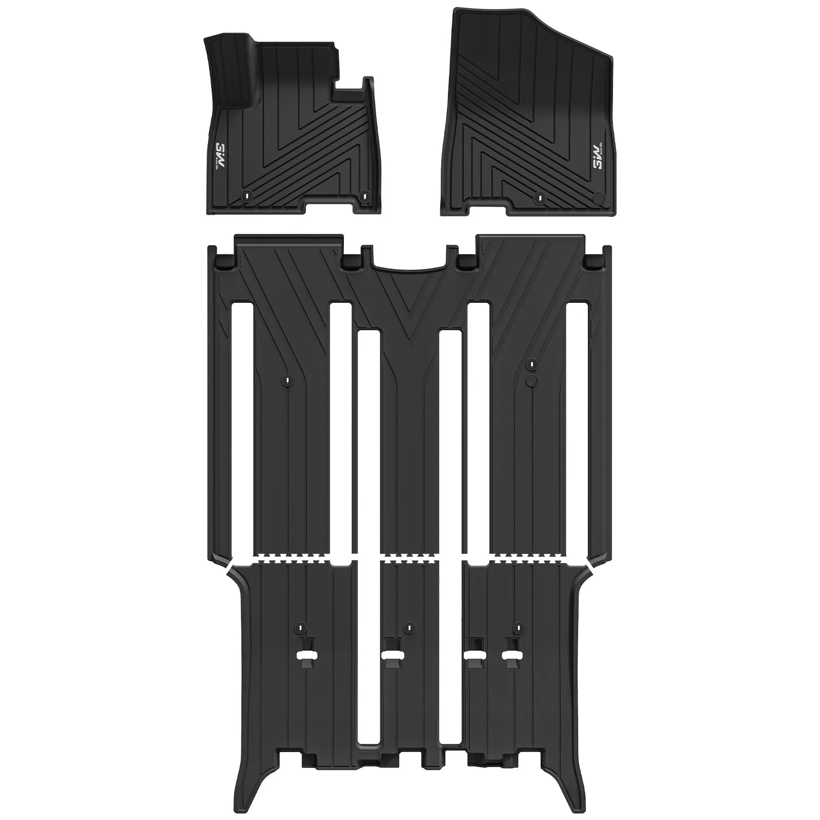 3W 1-3 Row Floor Mats for Kia Carnival Gasoline Model & 8-Seat 2022-2026, Custom Fit All Weather TPE Floor Liner Accessoires, Black