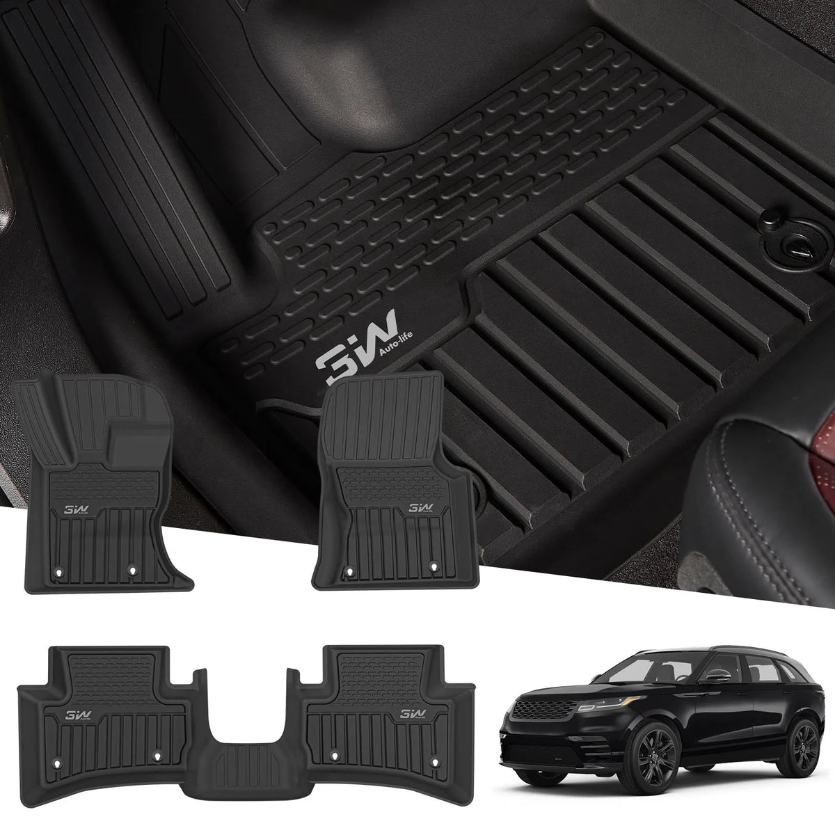 TPE Floor Mats for Jaguar F-pace & Land Rover Range Rover Velar 2017-2026 Custom Fit, Heavy Duty Mats, Anti-Slip, Non-Slip, Easy To Clean, Durable, Waterproof Protection