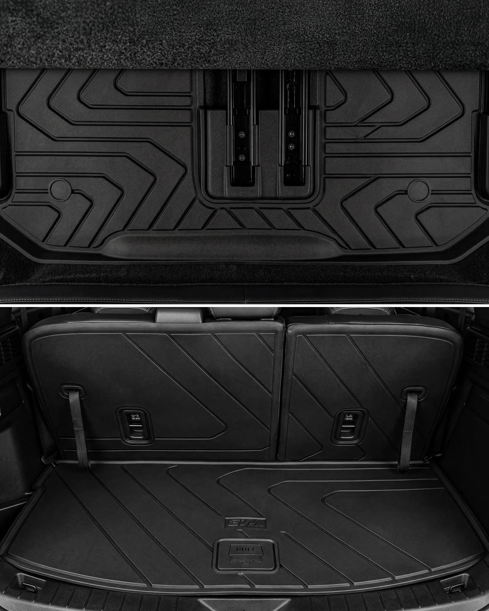 3W Floor Mats & Backrest Mats & Cargo Mats for Mazda CX-90/CX-90 Gas & PHEV 2024-2026 8 Seats with 2nd Row Bucket Seats, All Weather TPE Custom Fit Floor Liners Accessories, Black